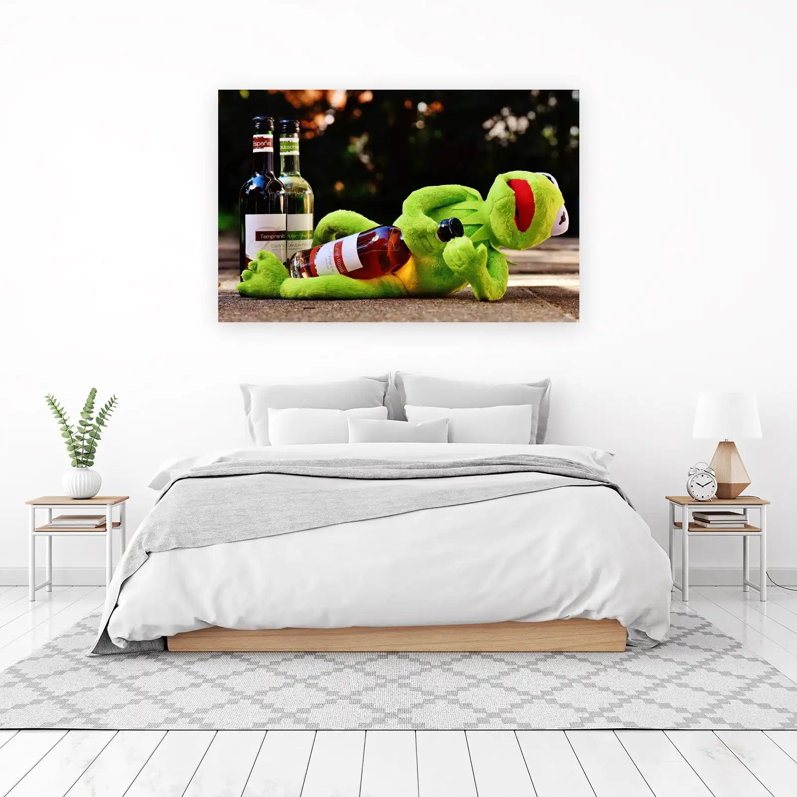 Funny Kermit Frog Wine Lover Wall Art