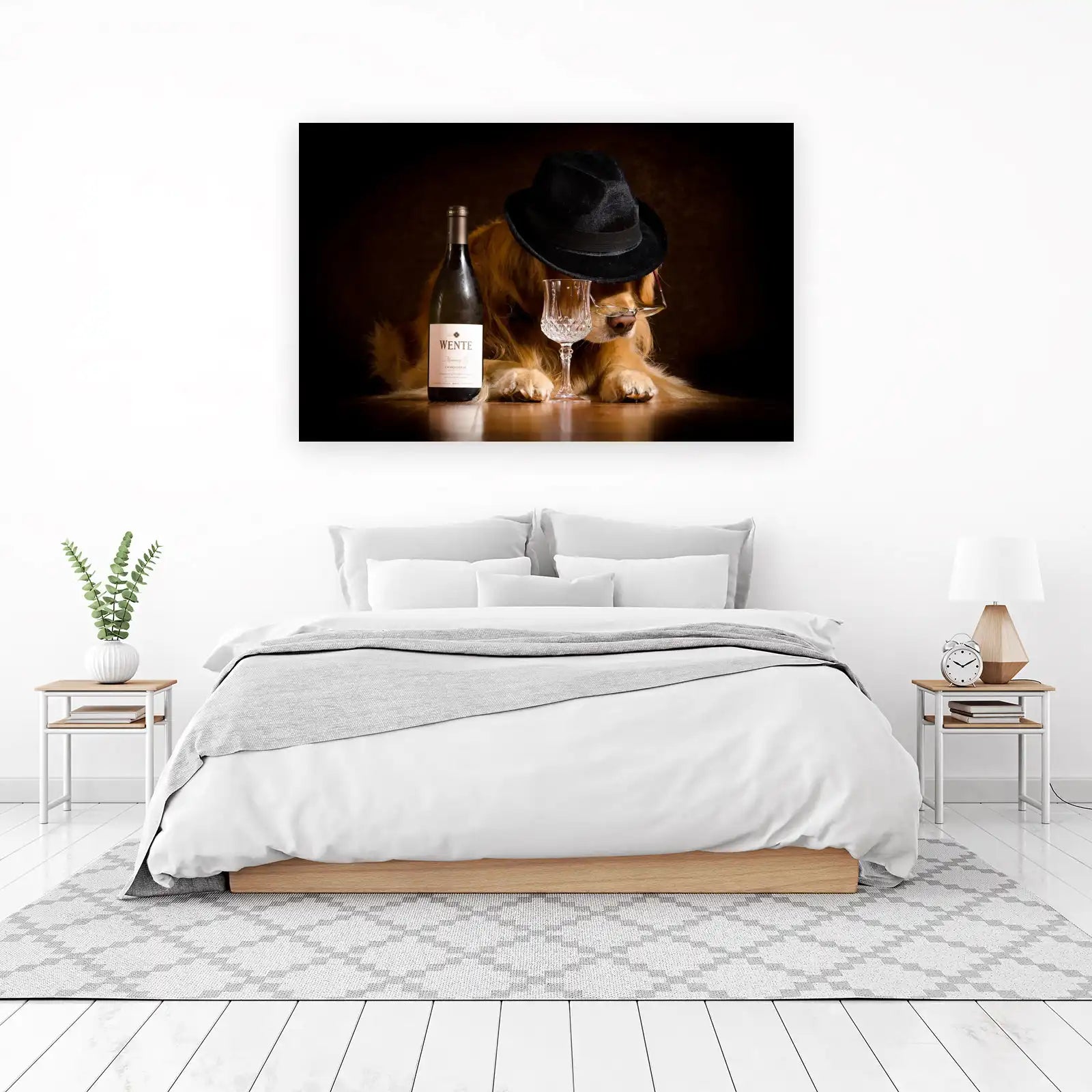 Whimsical Dog & Wine Hat Wall Art