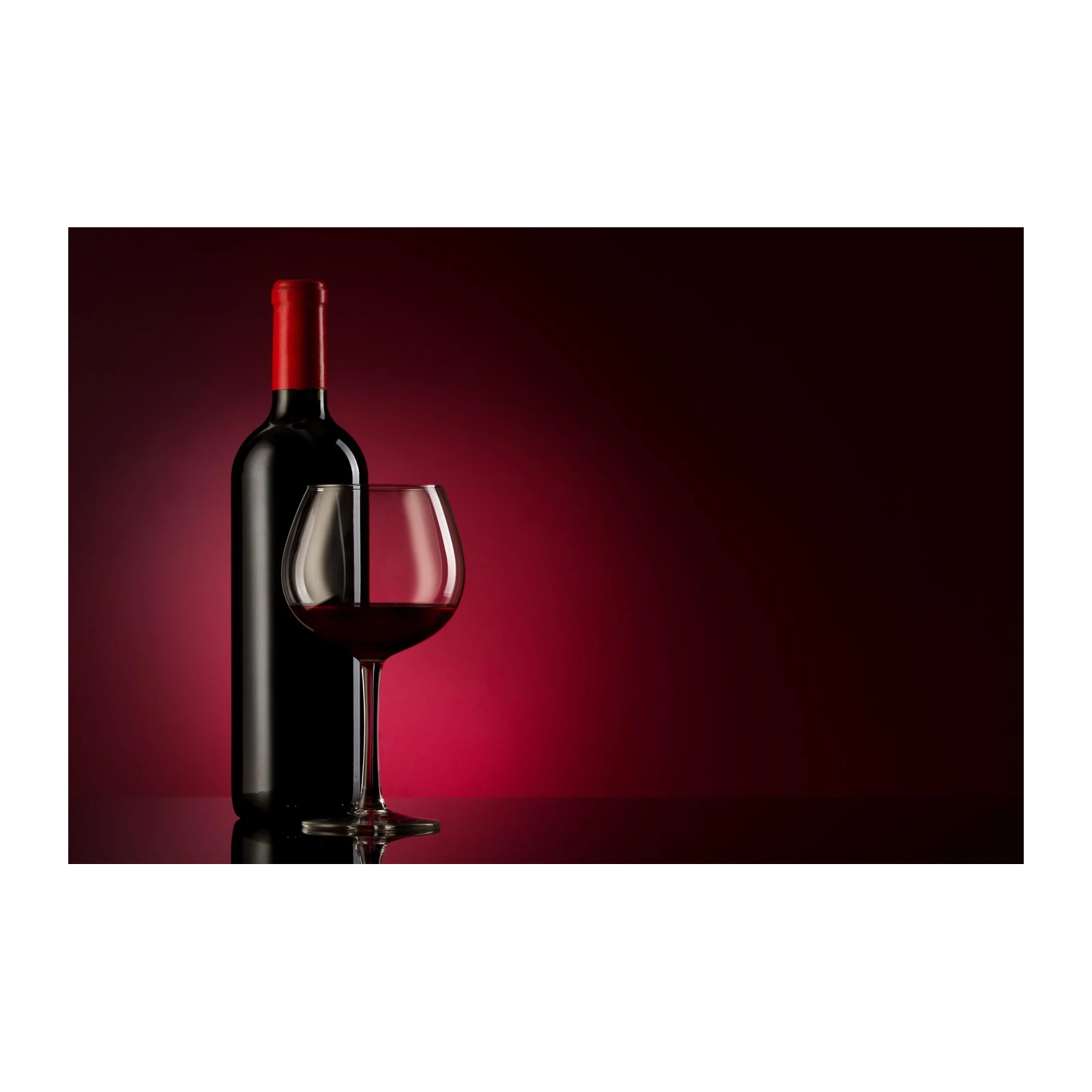 Elegant Red Wine Bottle & Glass Wall Art
