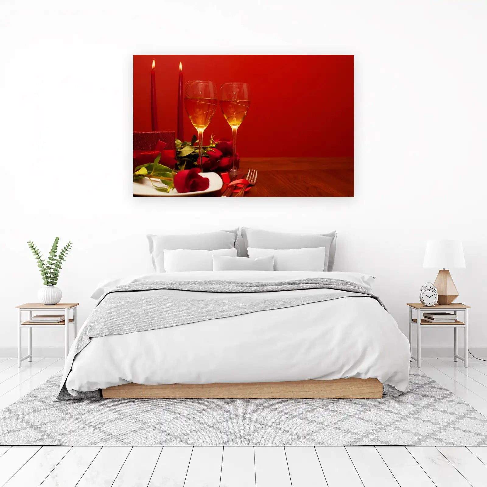 Romantic Dinner Red Roses & Wine Wall Art
