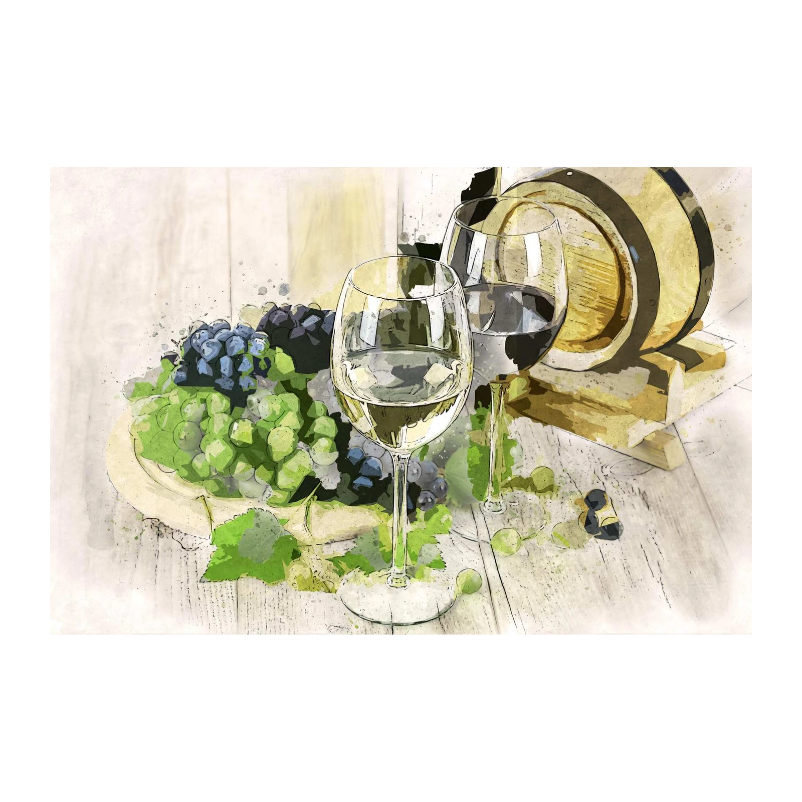 Wine Tasting Grapes & Barrel Wall Art