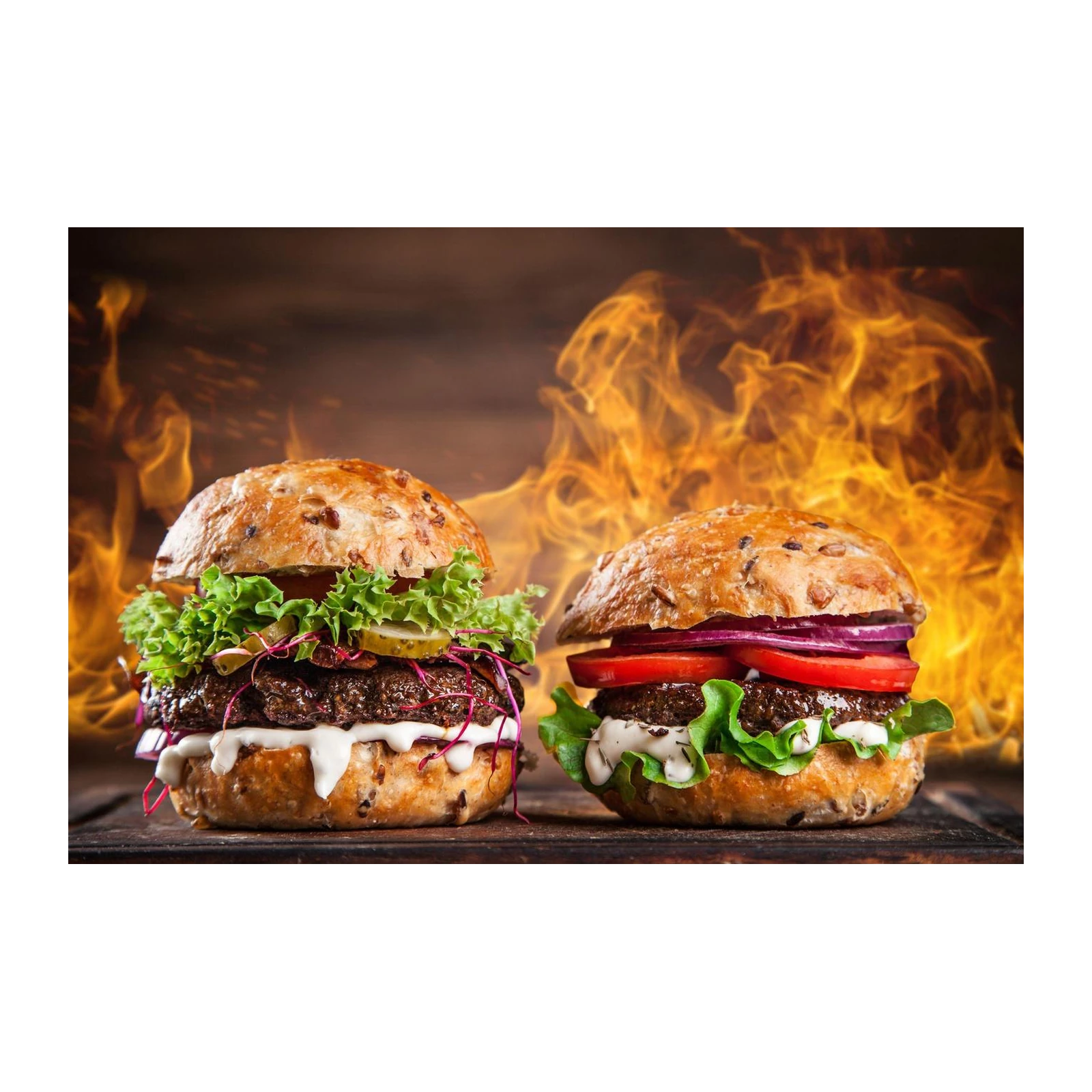 Flame-Kissed Gourmet Burgers Wall Art