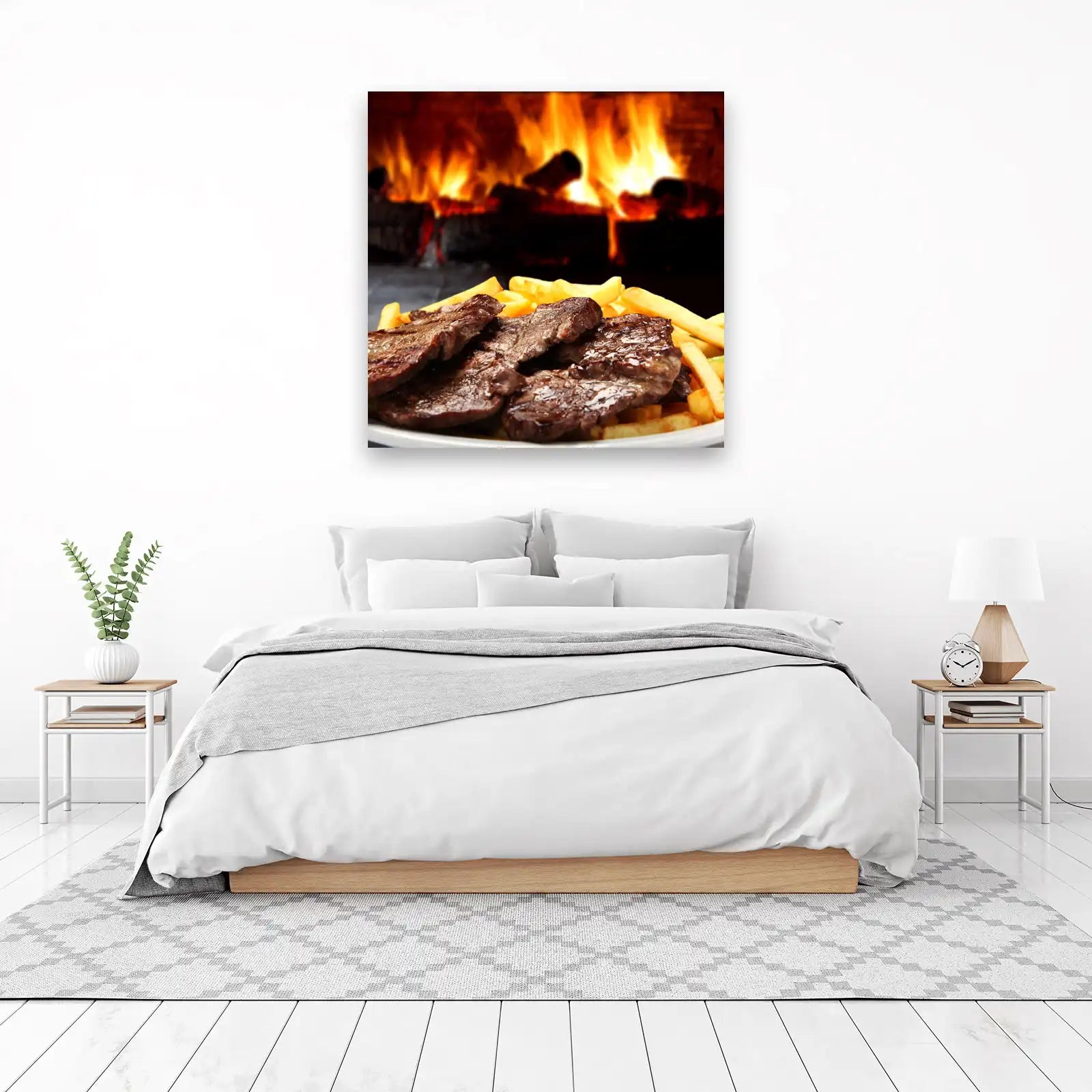 Steak & Fries Cozy Fireplace Wall Art