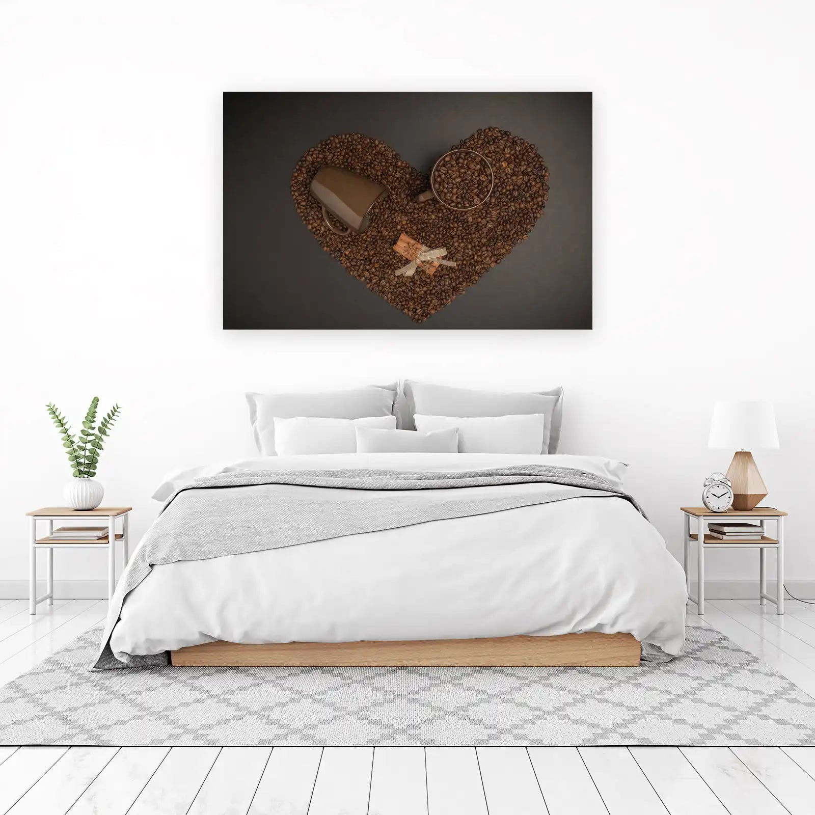 Heart of Coffee Beans & Mug Wall Art