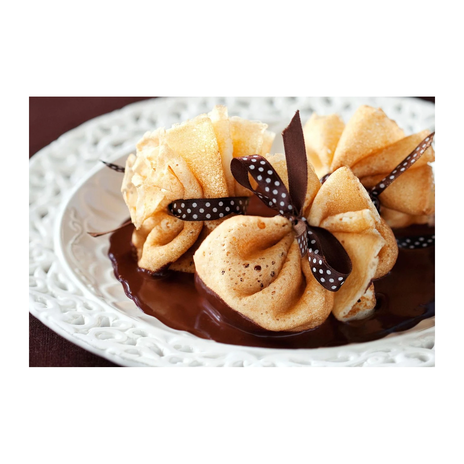 Gourmet Crepe Pouches Chocolate Dessert Wall Art