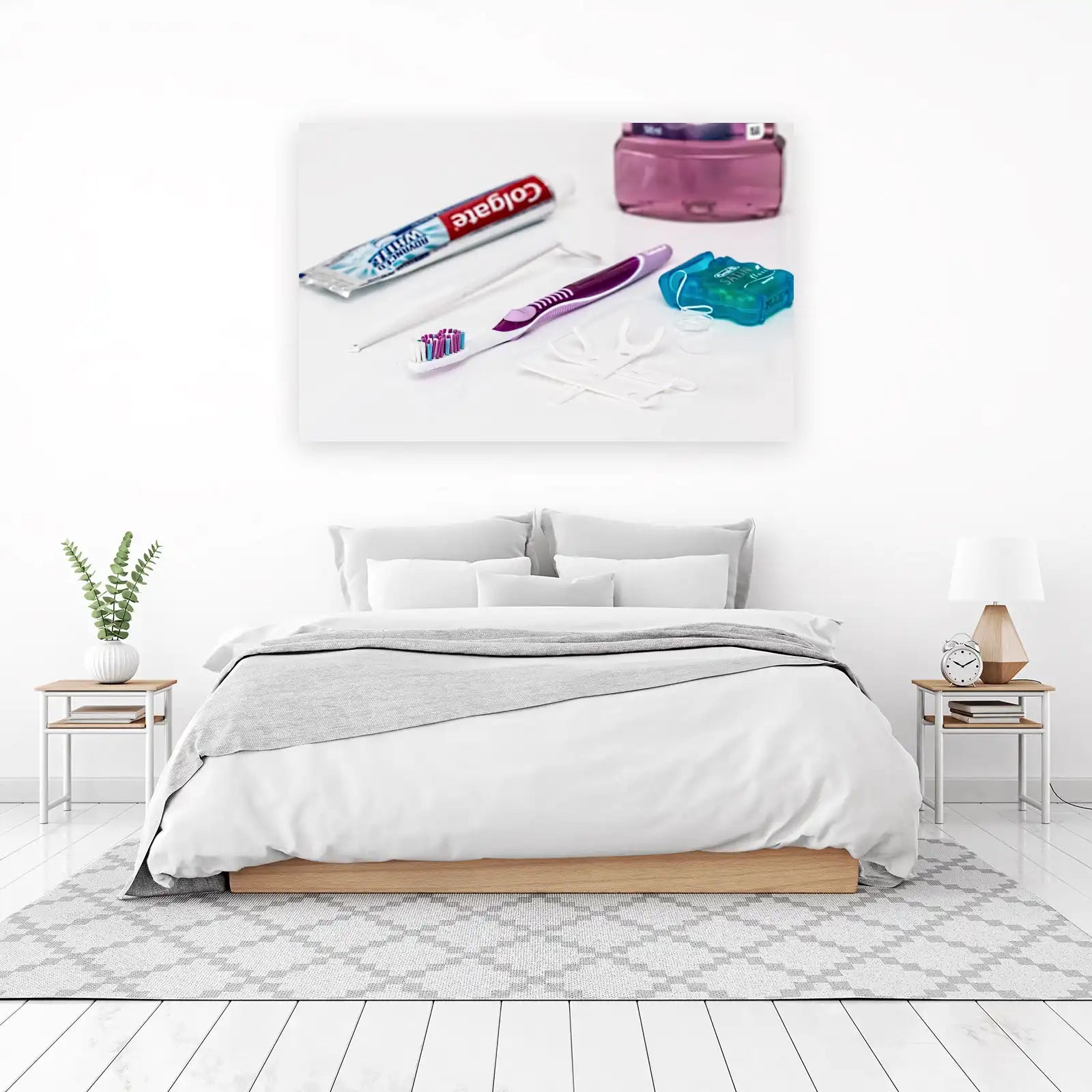 Oral Hygiene Essentials Toothbrush & Floss Wall Art