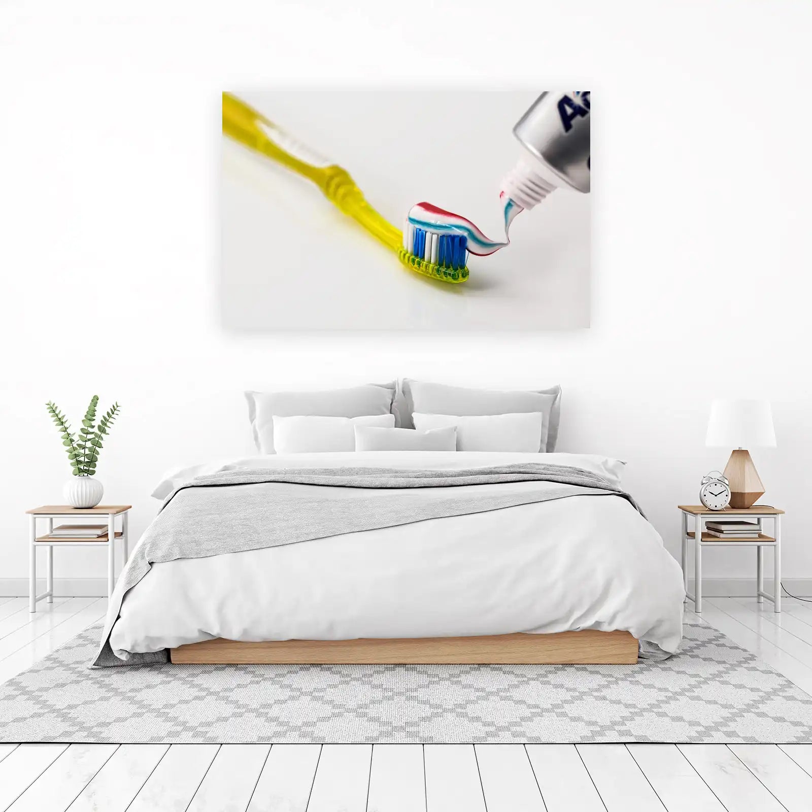 Vibrant Freshness: Toothpaste & Brush Wall Art