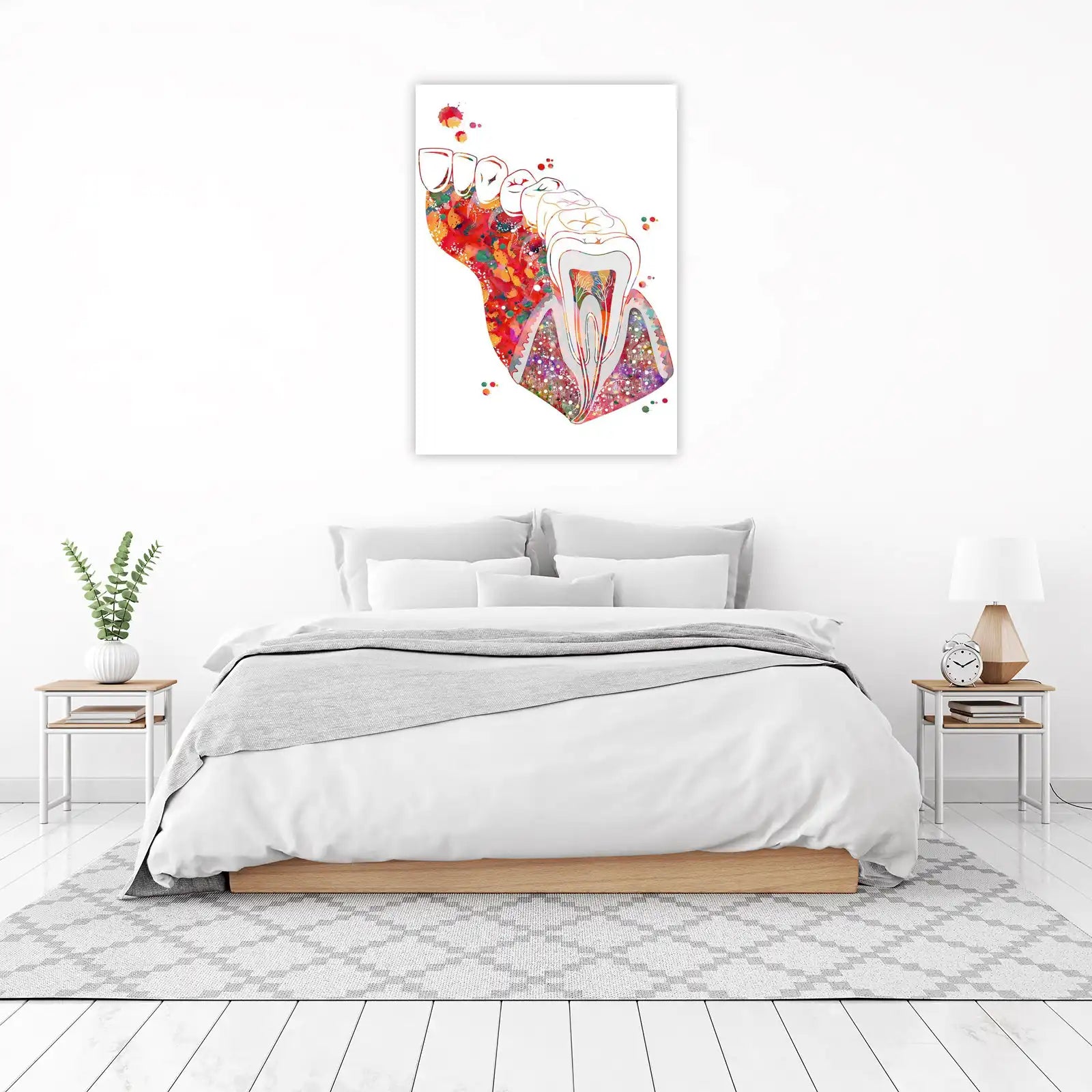 Vibrant Dental Anatomy Watercolor Wall Art