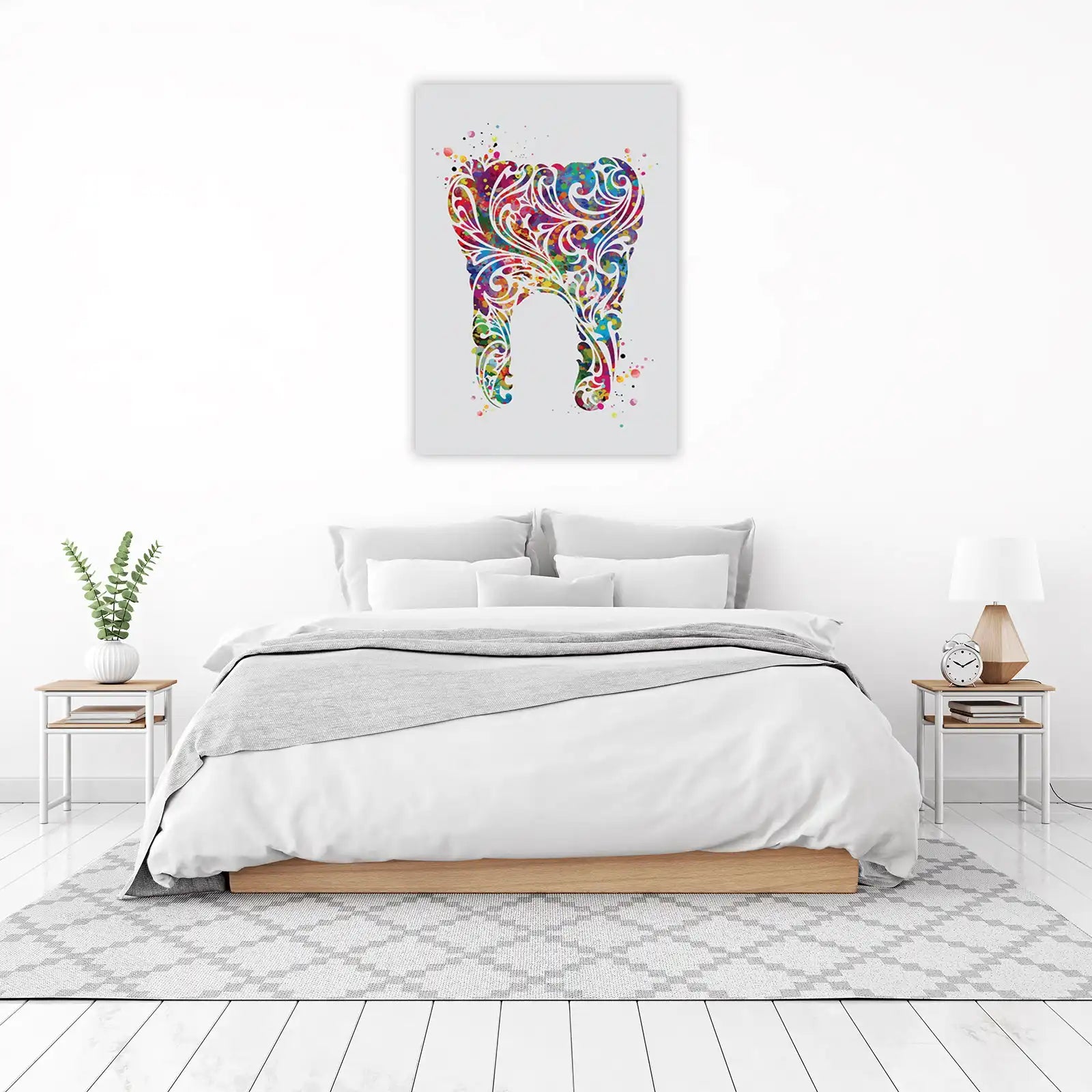 Vibrant Dental Art Watercolor Tooth Wall Art