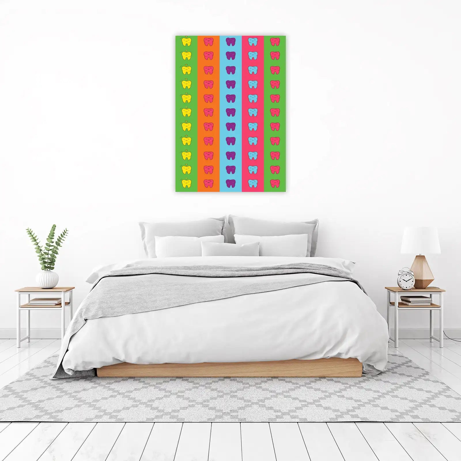 Kawaii Happy Teeth Stripes Wall Art