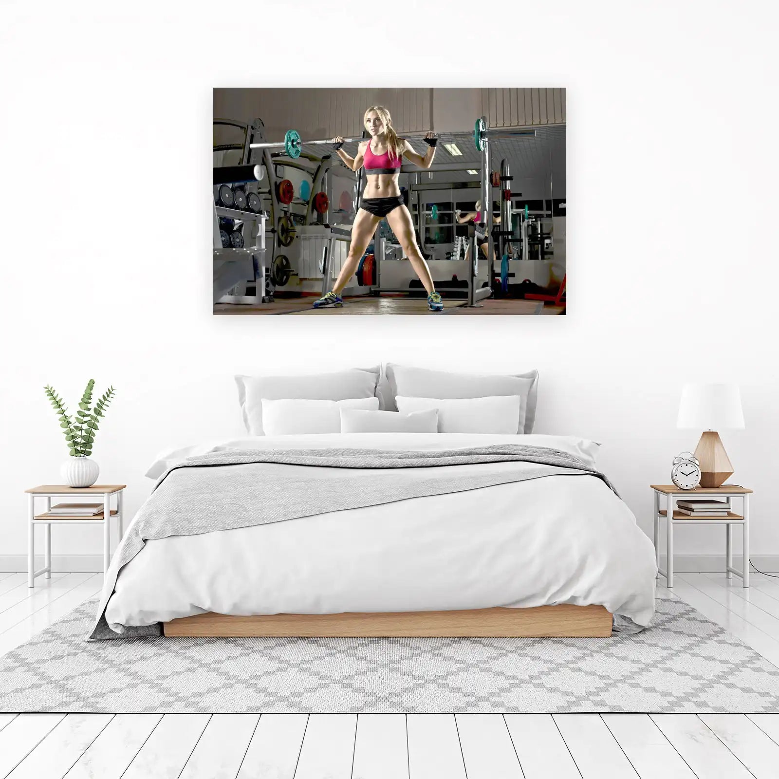 Fit Woman Squatting Motivation Wall Art