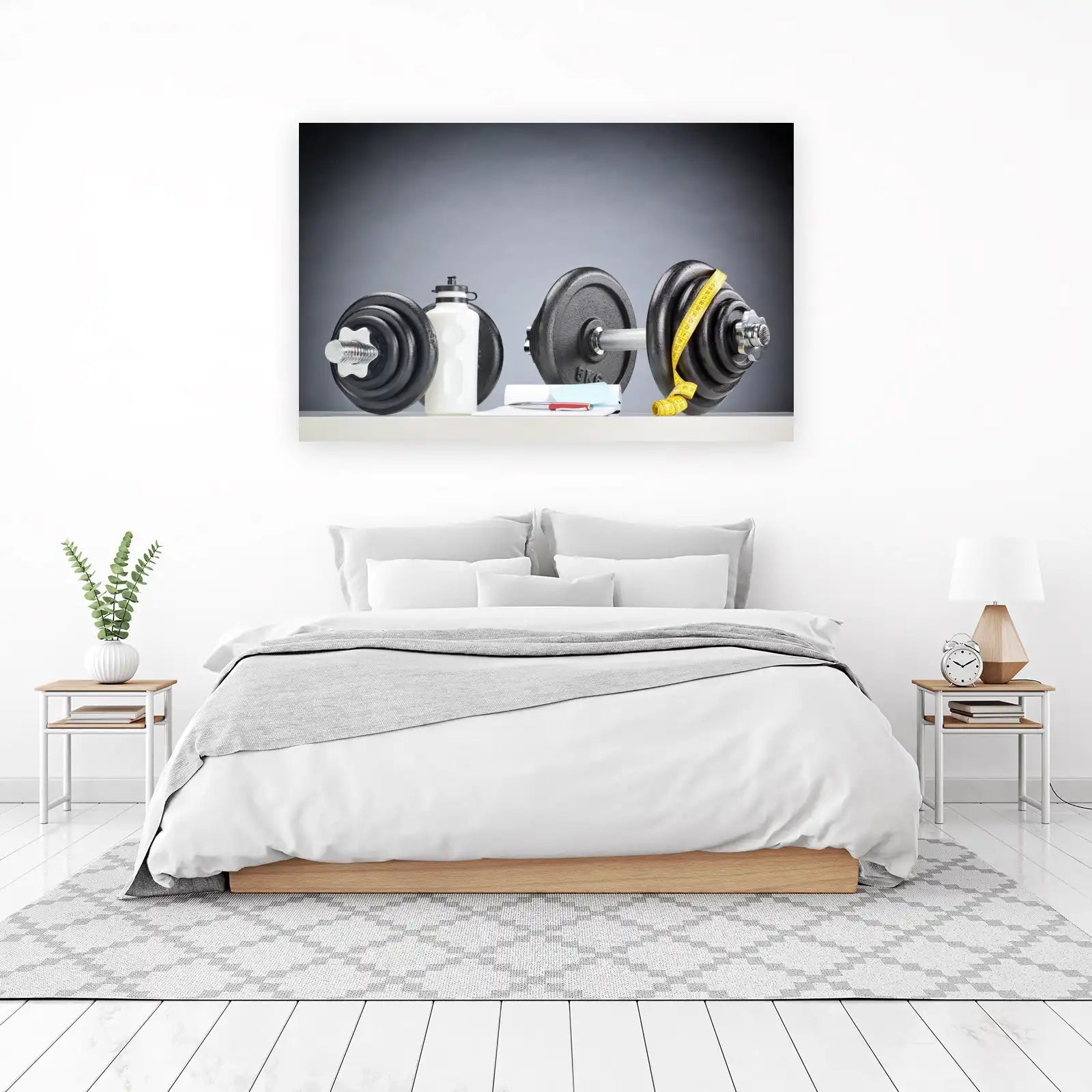 Fitness Motivation Dumbbell & Tape Wall Art