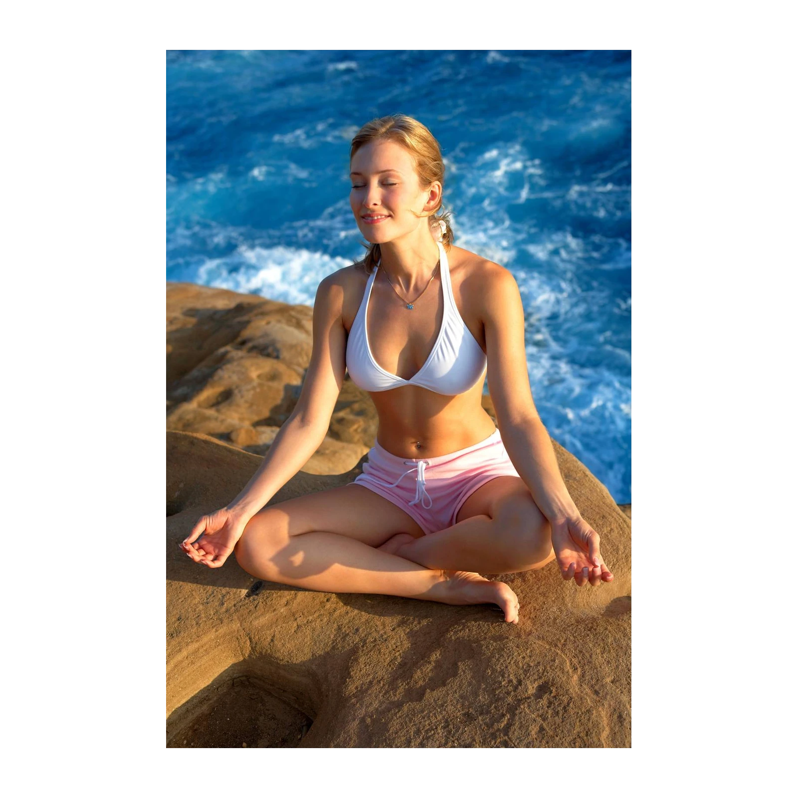 Serene Ocean Yoga Woman Wall Art