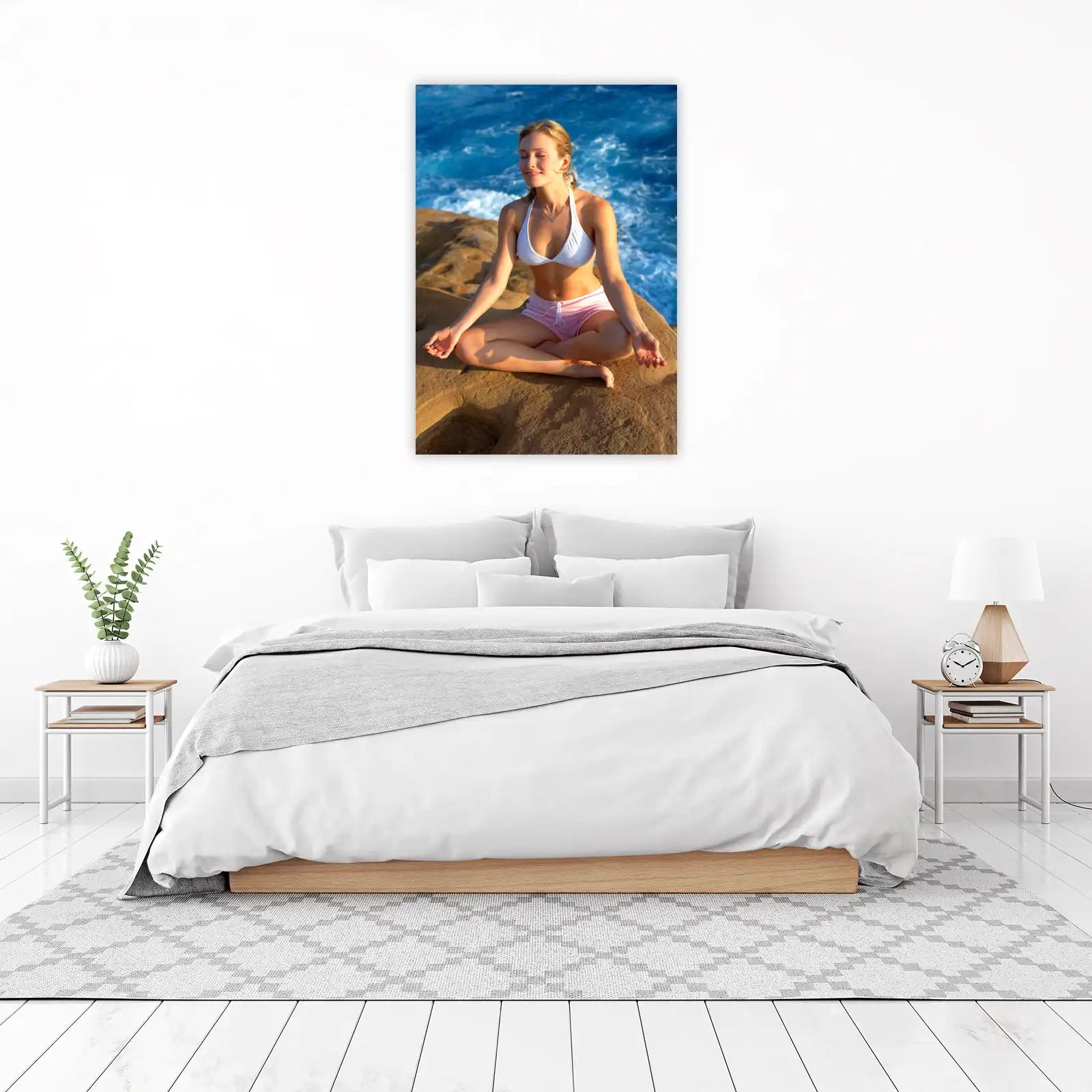 Serene Ocean Yoga Woman Wall Art