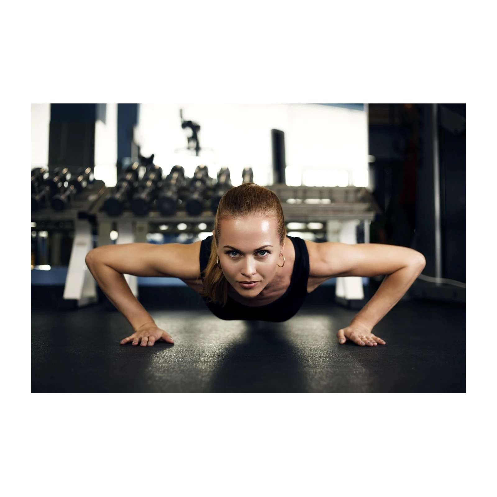 Focused Fitness Woman Push-up Wall Art