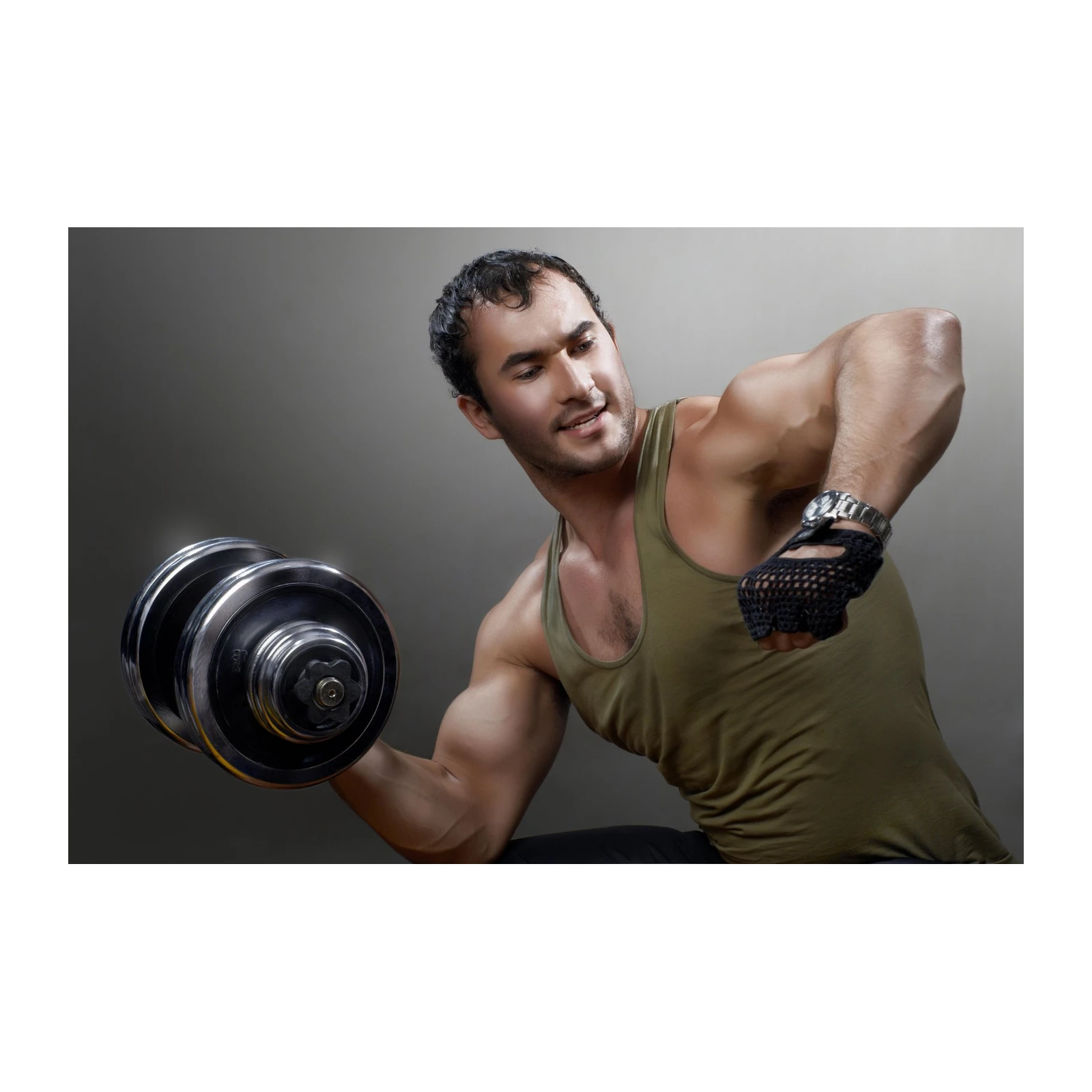 Motivated Bodybuilder Dumbbell Lift Wall Art
