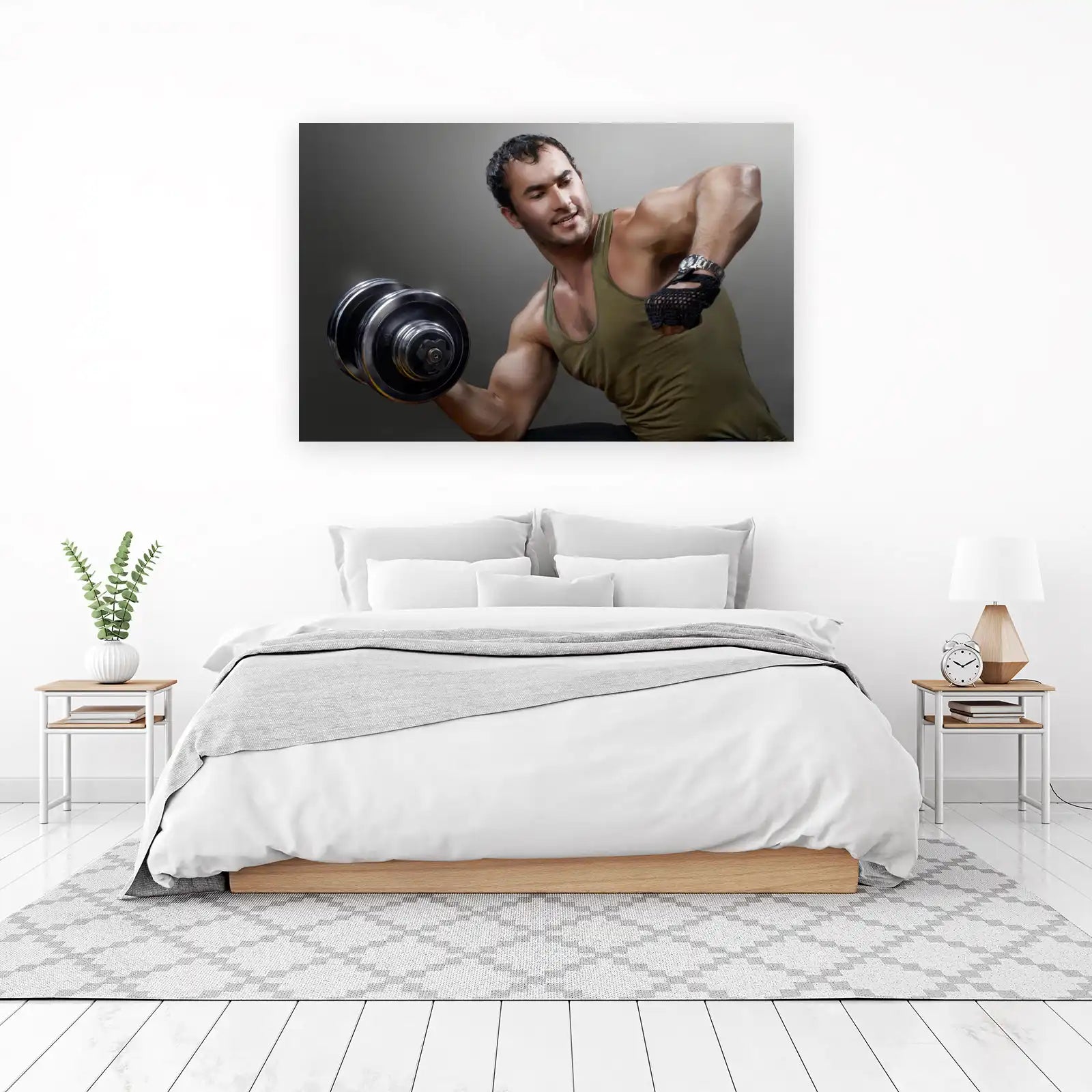 Motivated Bodybuilder Dumbbell Lift Wall Art