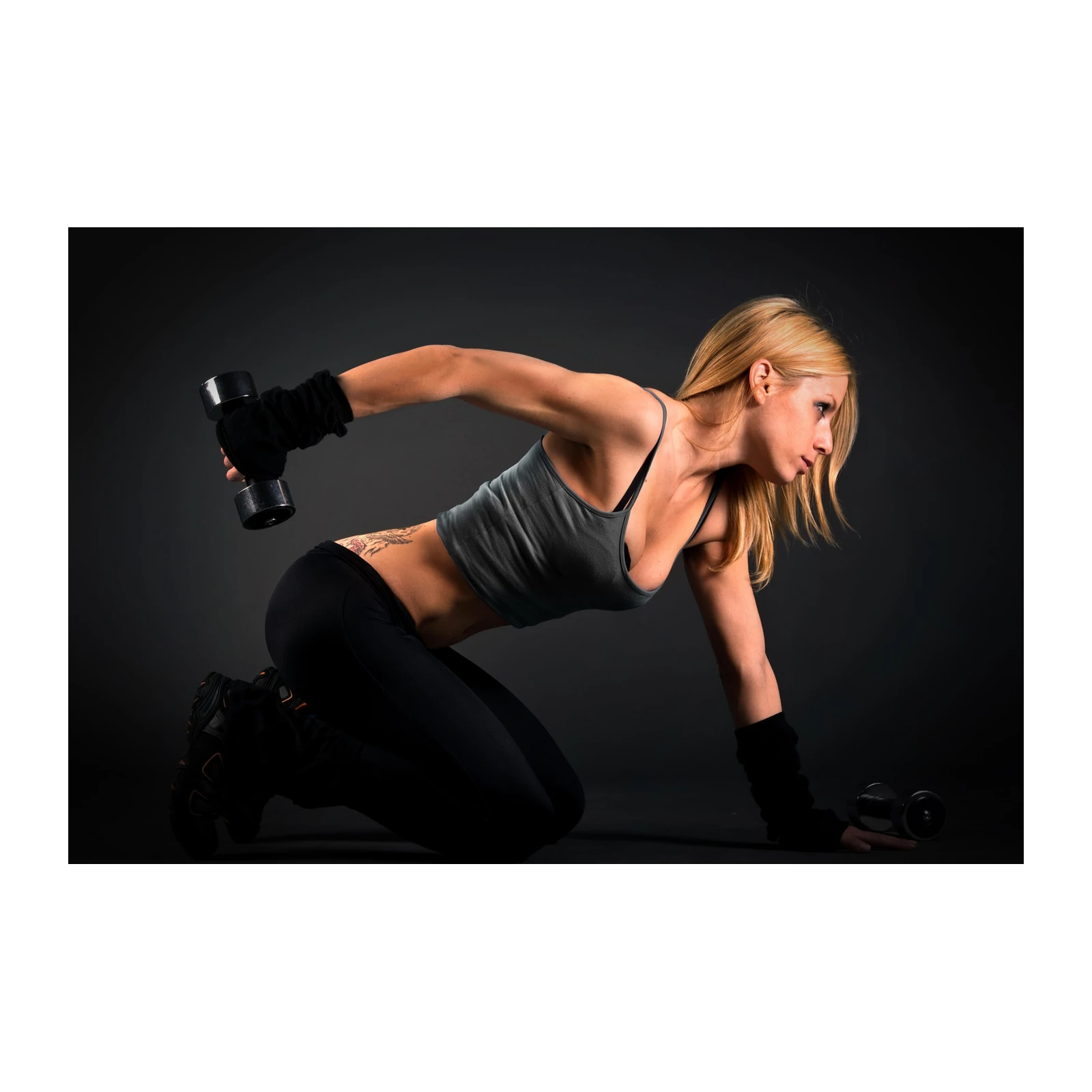 Fitness Motivation Woman Dumbbell Wall Art