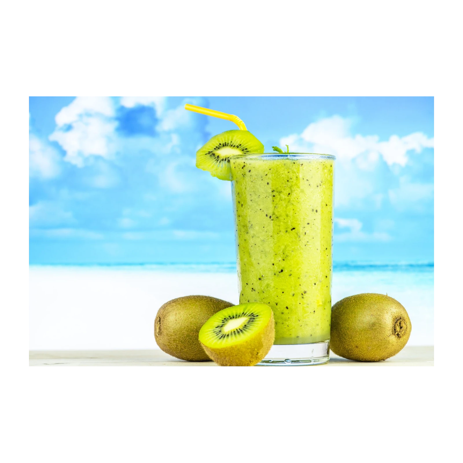 Vibrant Kiwi Smoothie Beach Vibes Wall Art