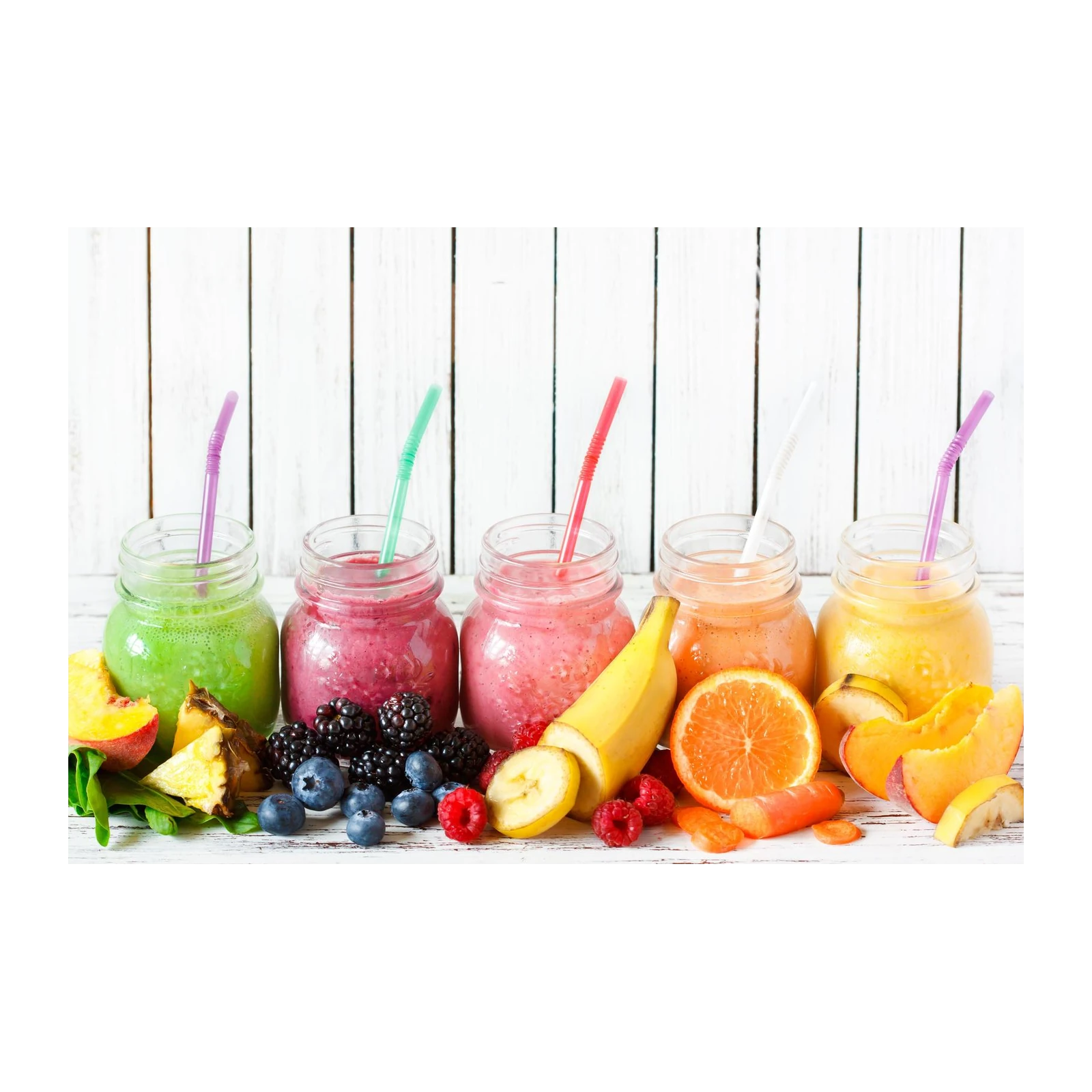 Vibrant Fruit Smoothies Rainbow Wall Art
