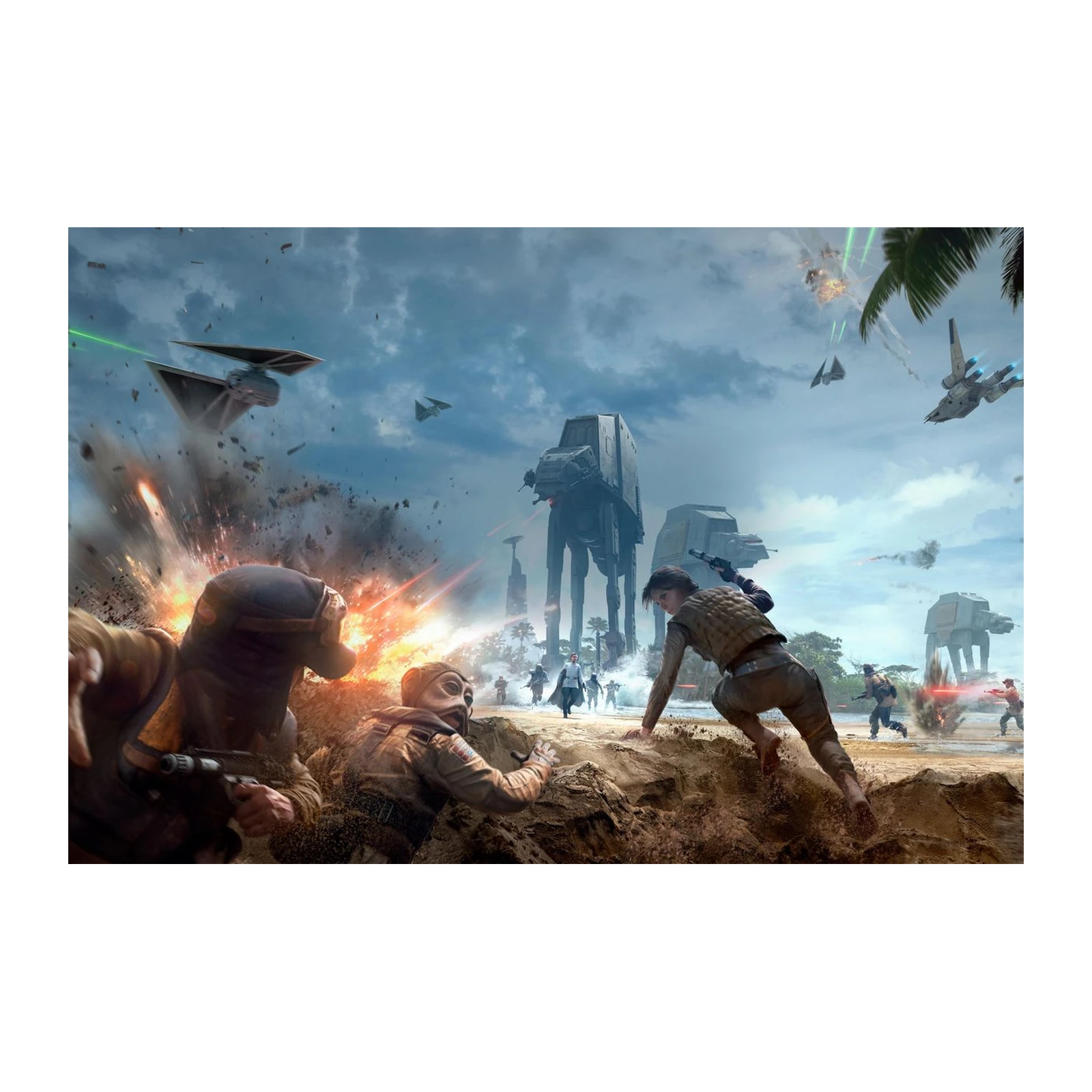 Epic Star Wars Battle Beach AT-AT Wall Art