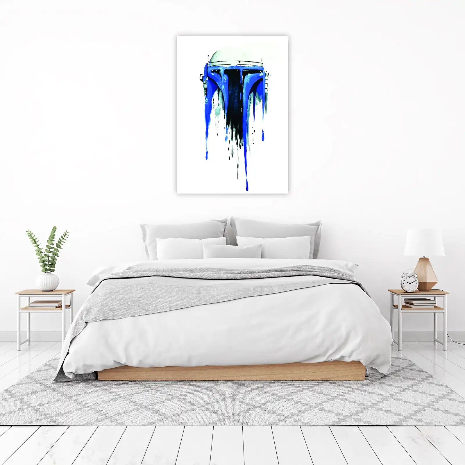 Blue Drip Mandalorian Helmet Wall Art