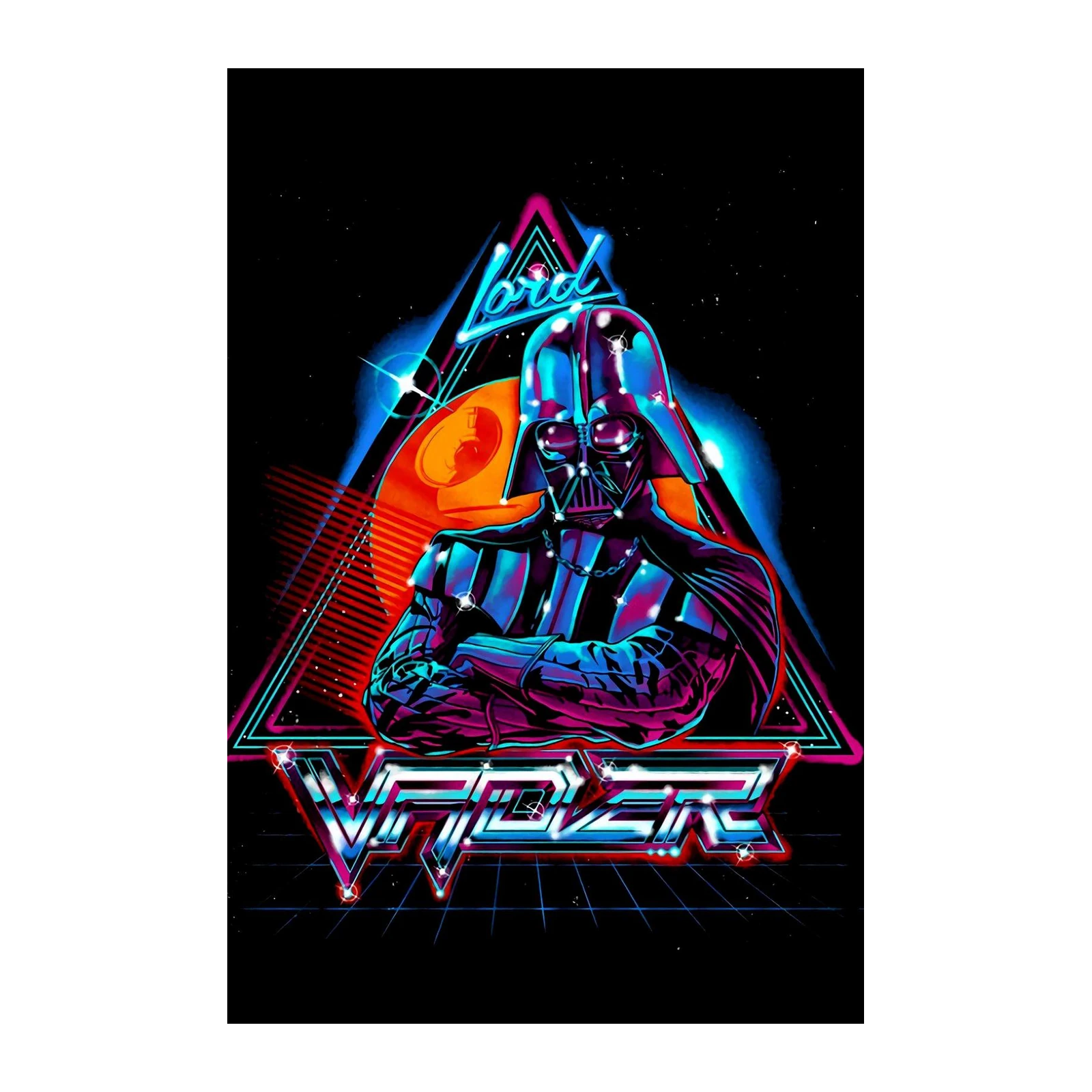 Retro Lord Vader Neon Synthwave Wall Art