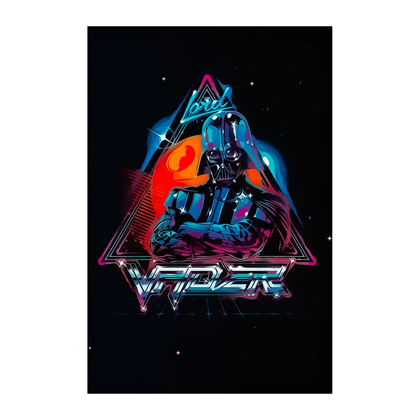 Retro Darth Vader Neon Synthwave Wall Art