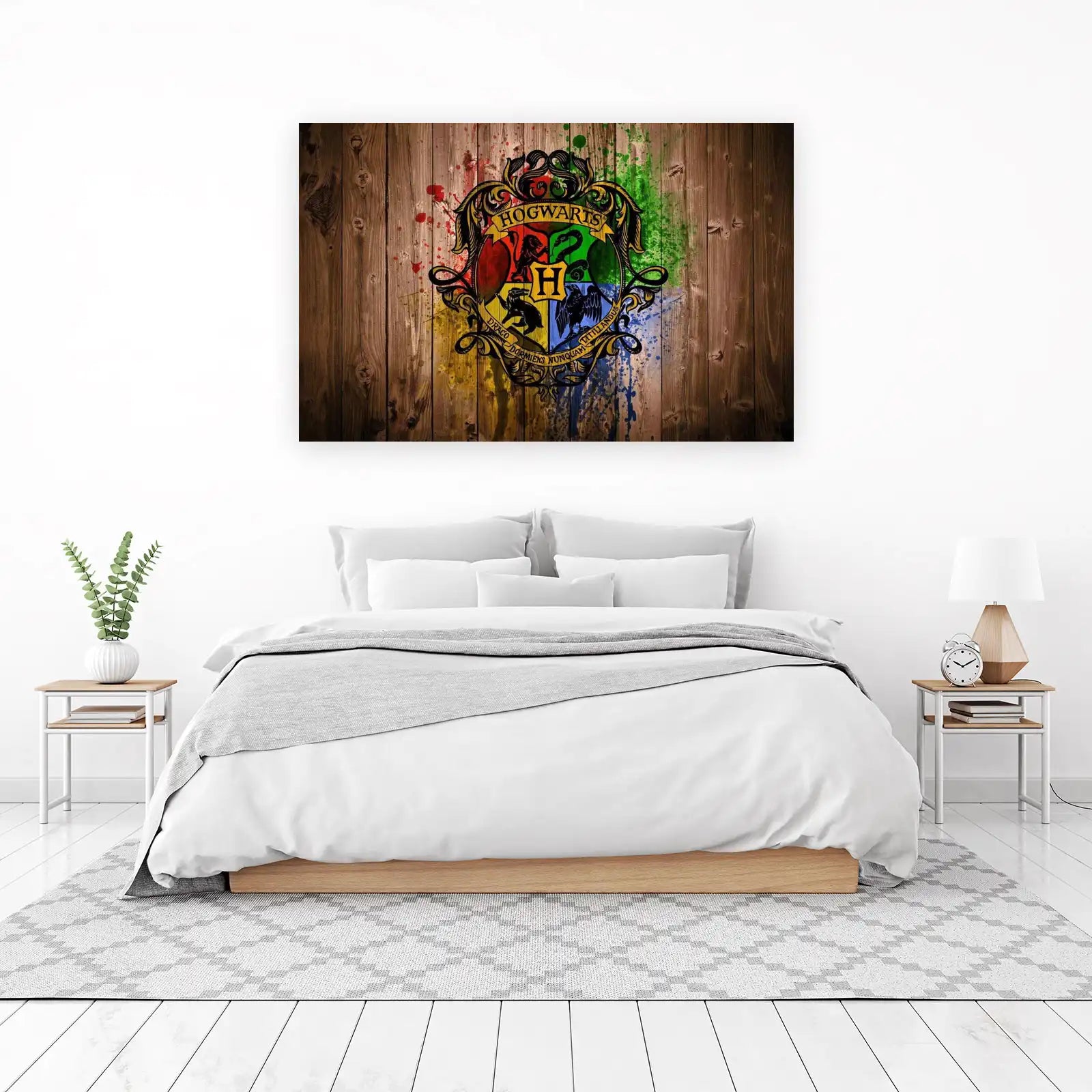 Hogwarts Crest Wood Texture Wall Art