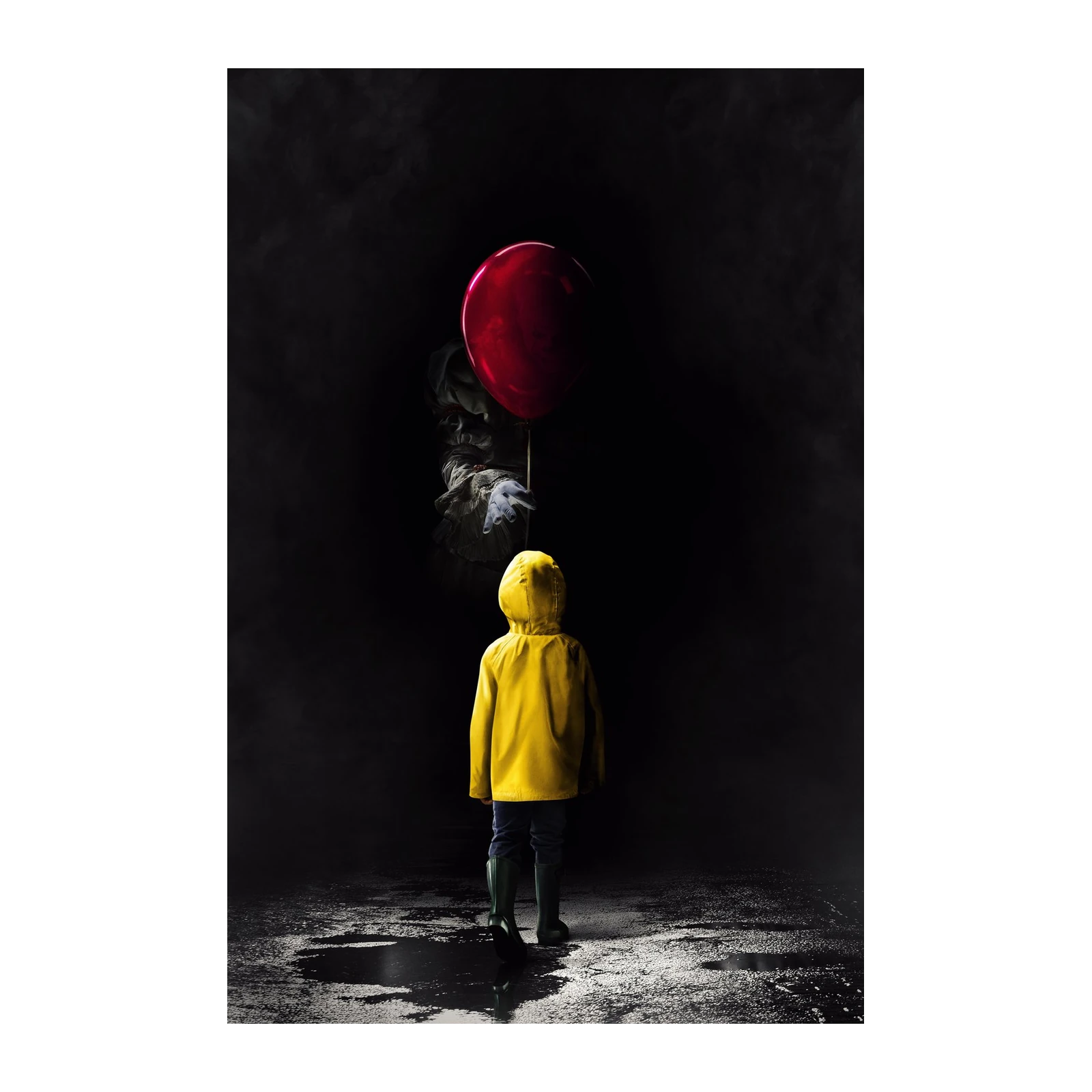 Haunting Yellow Raincoat Boy & Red Balloon Wall Art