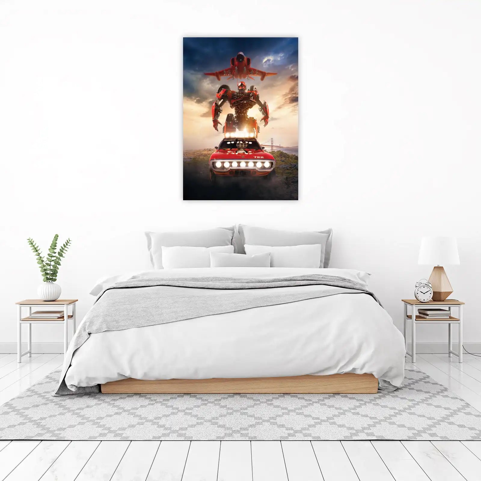 Dynamic Red Robot & Car Wall Art Wall Art