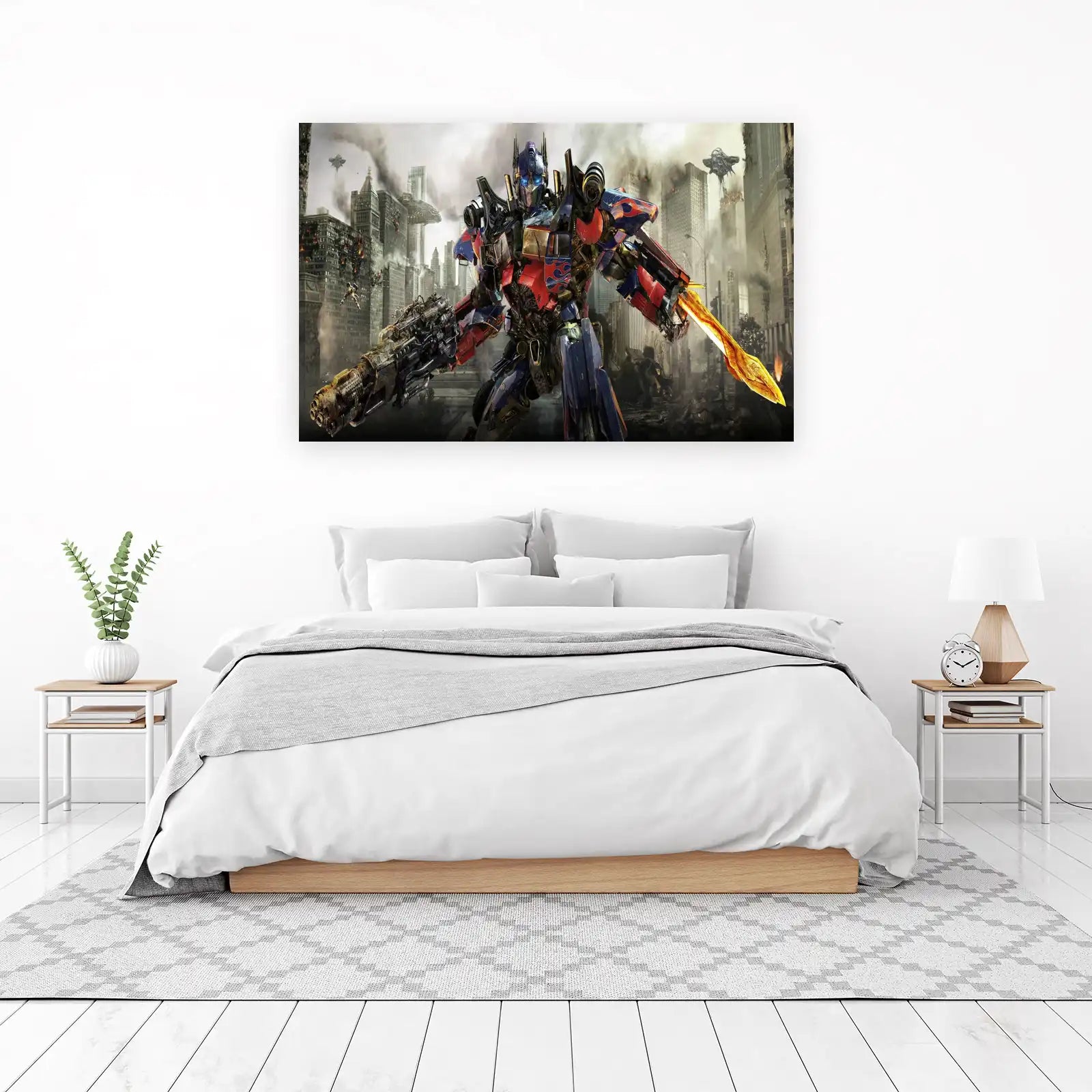 Epic Optimus Prime Battle Scene Wall Art