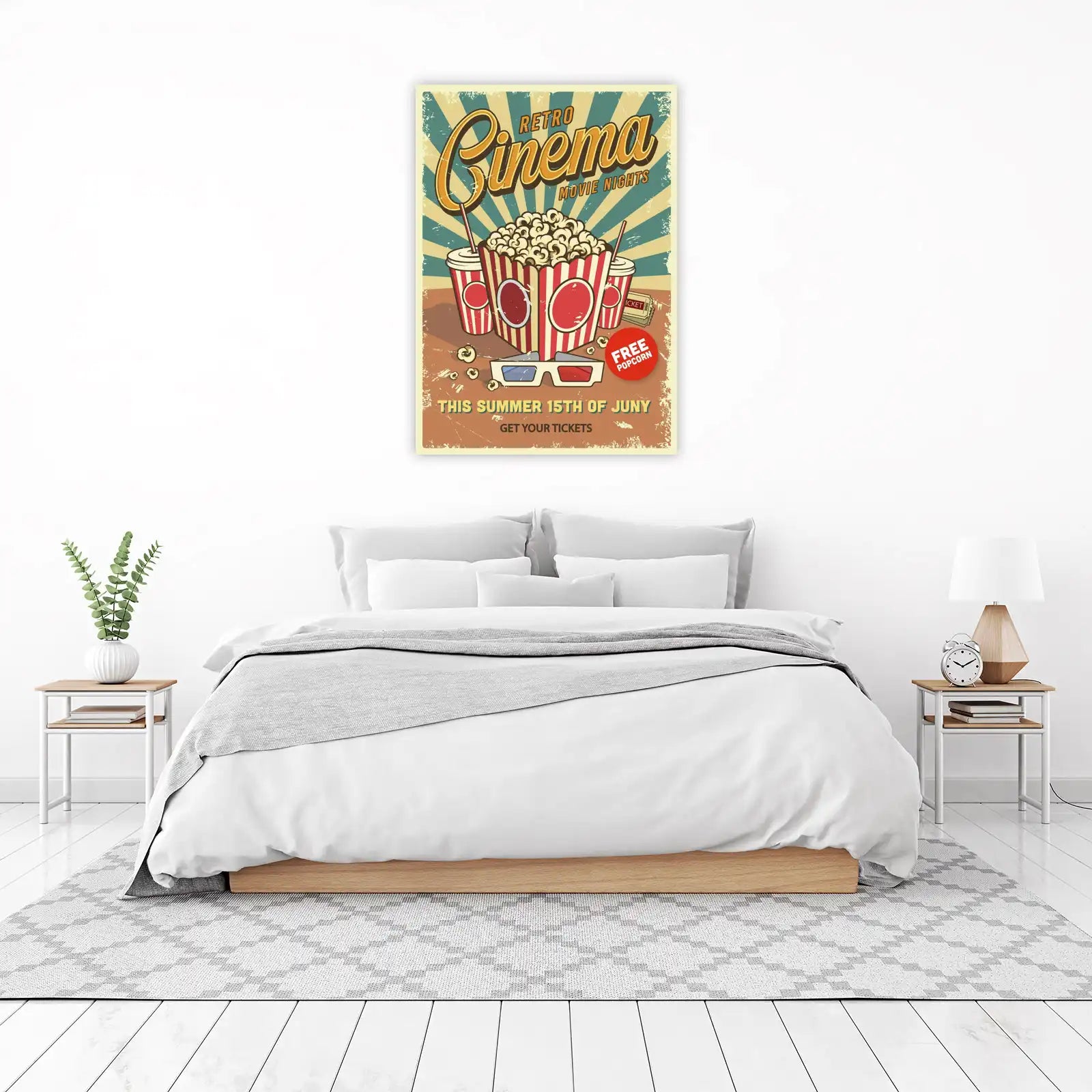 Retro Cinema Movie Nights Popcorn Wall Art