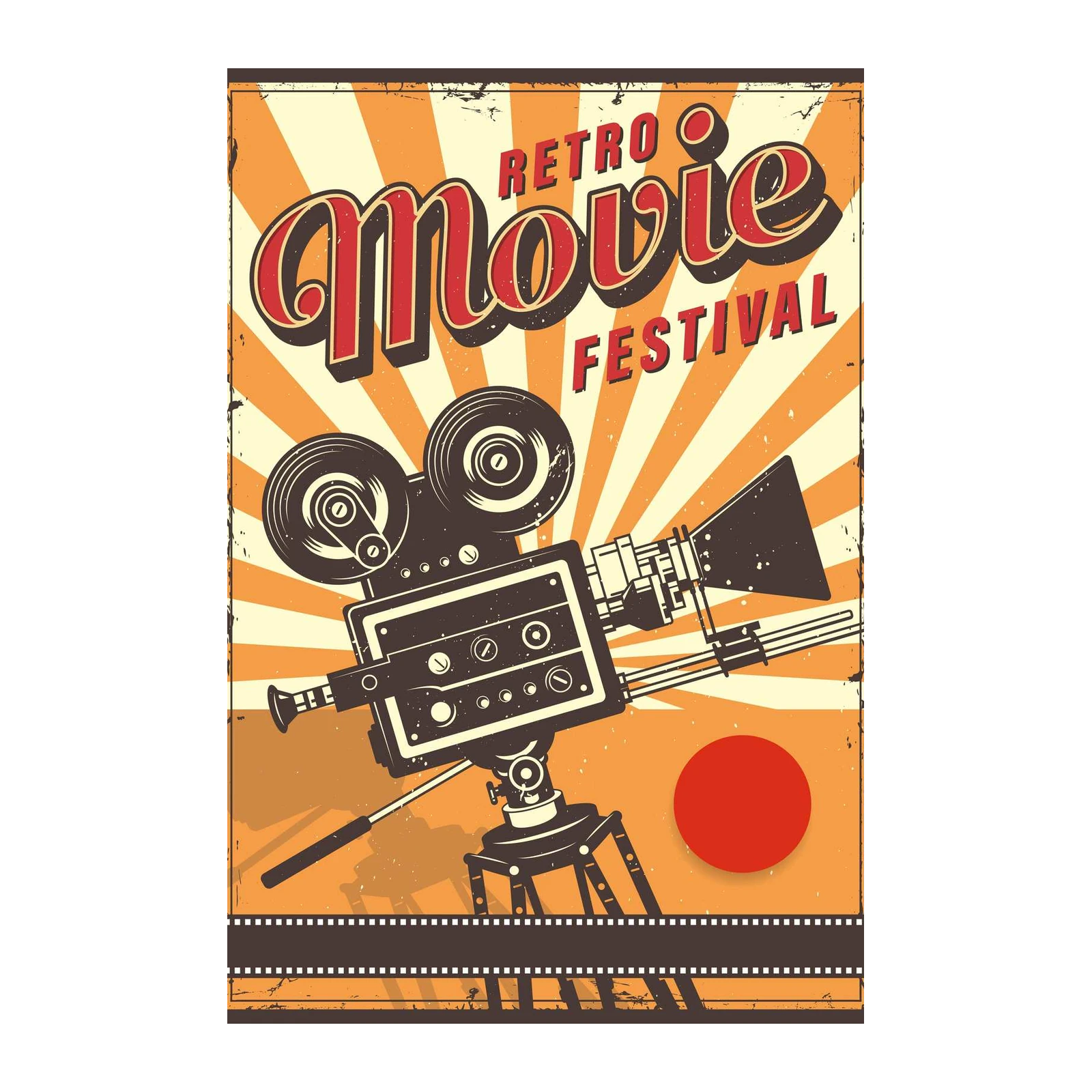 Retro Movie Festival Vintage Camera Wall Art