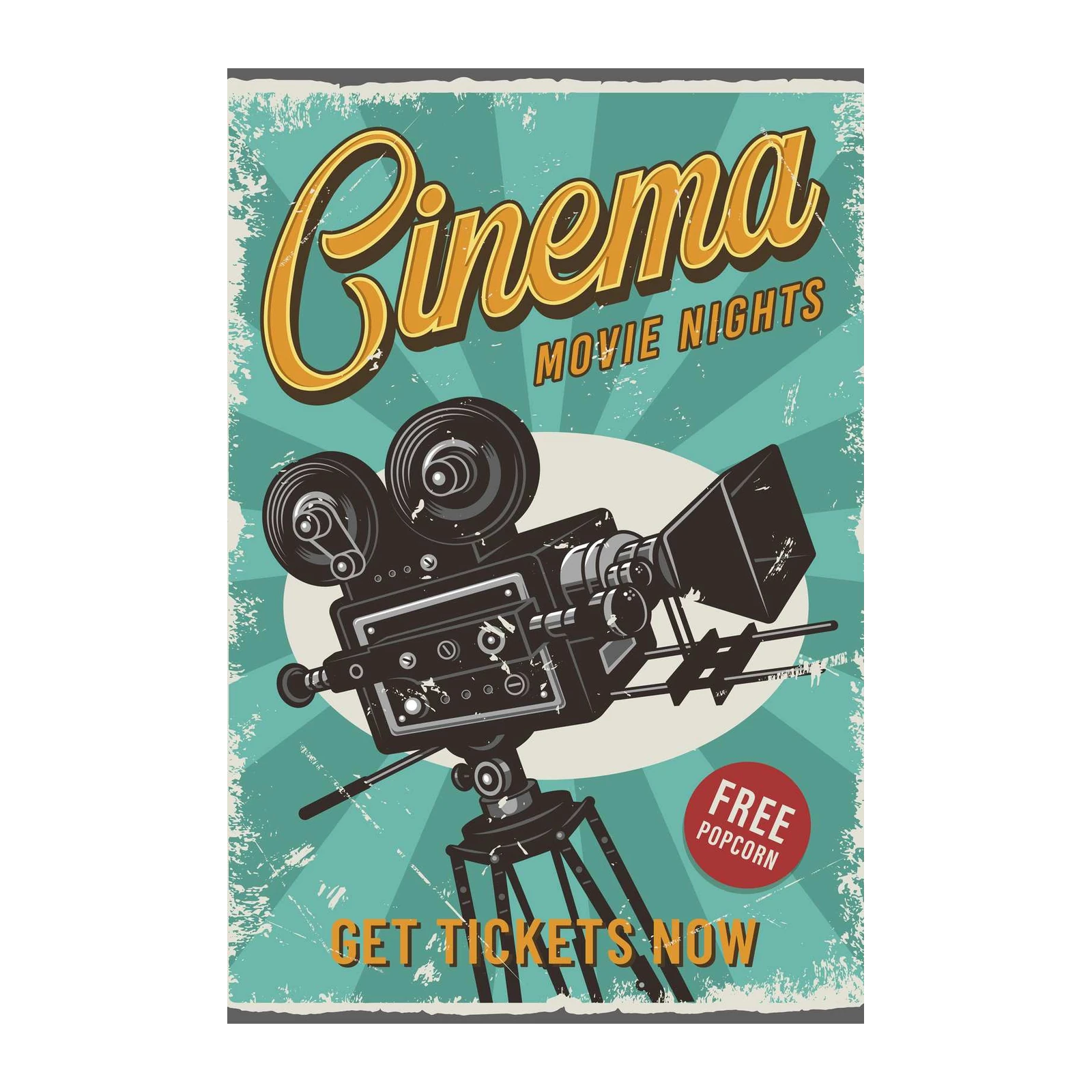 Retro Cinema Movie Nights Wall Art