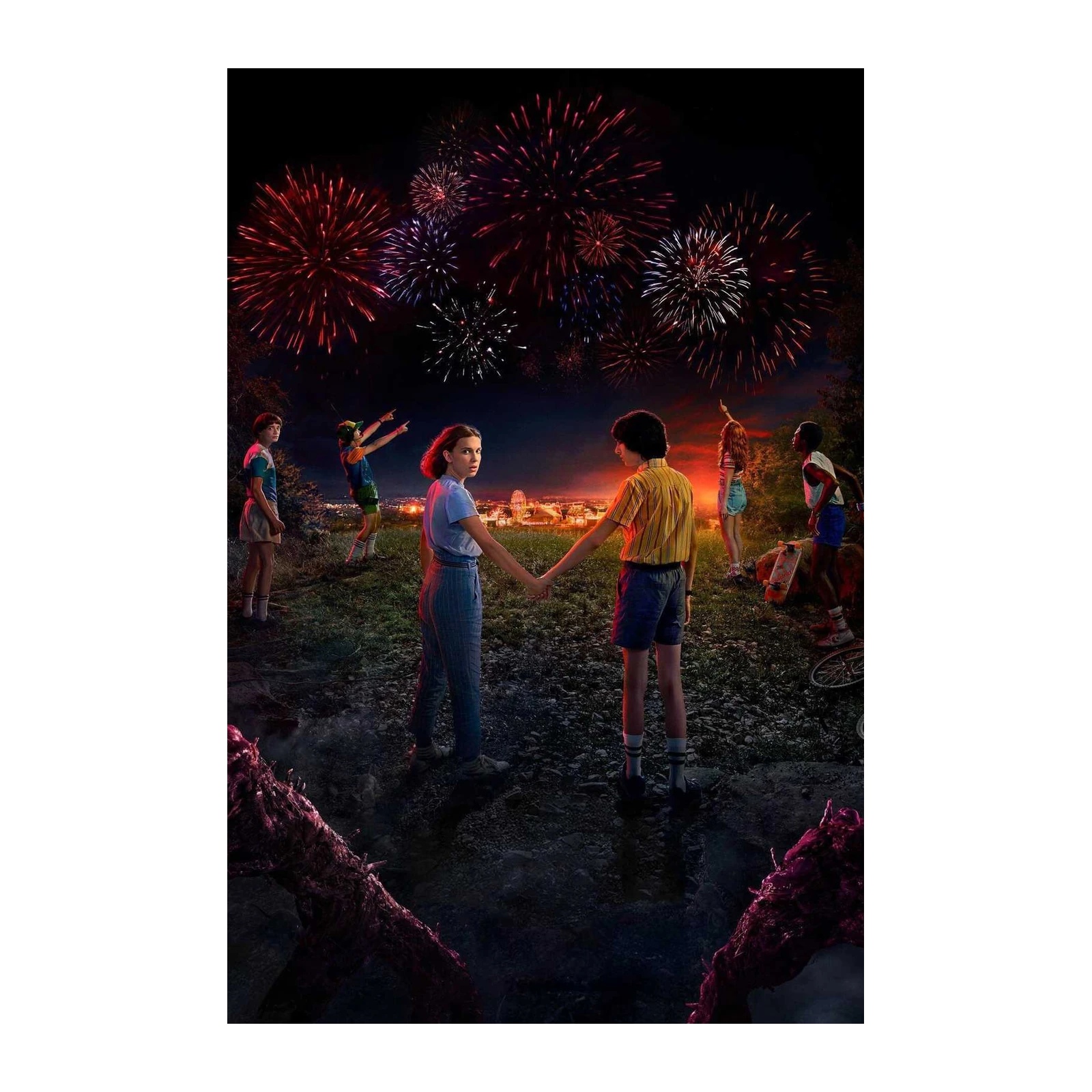 Stranger Things Cast Fireworks Wall Art