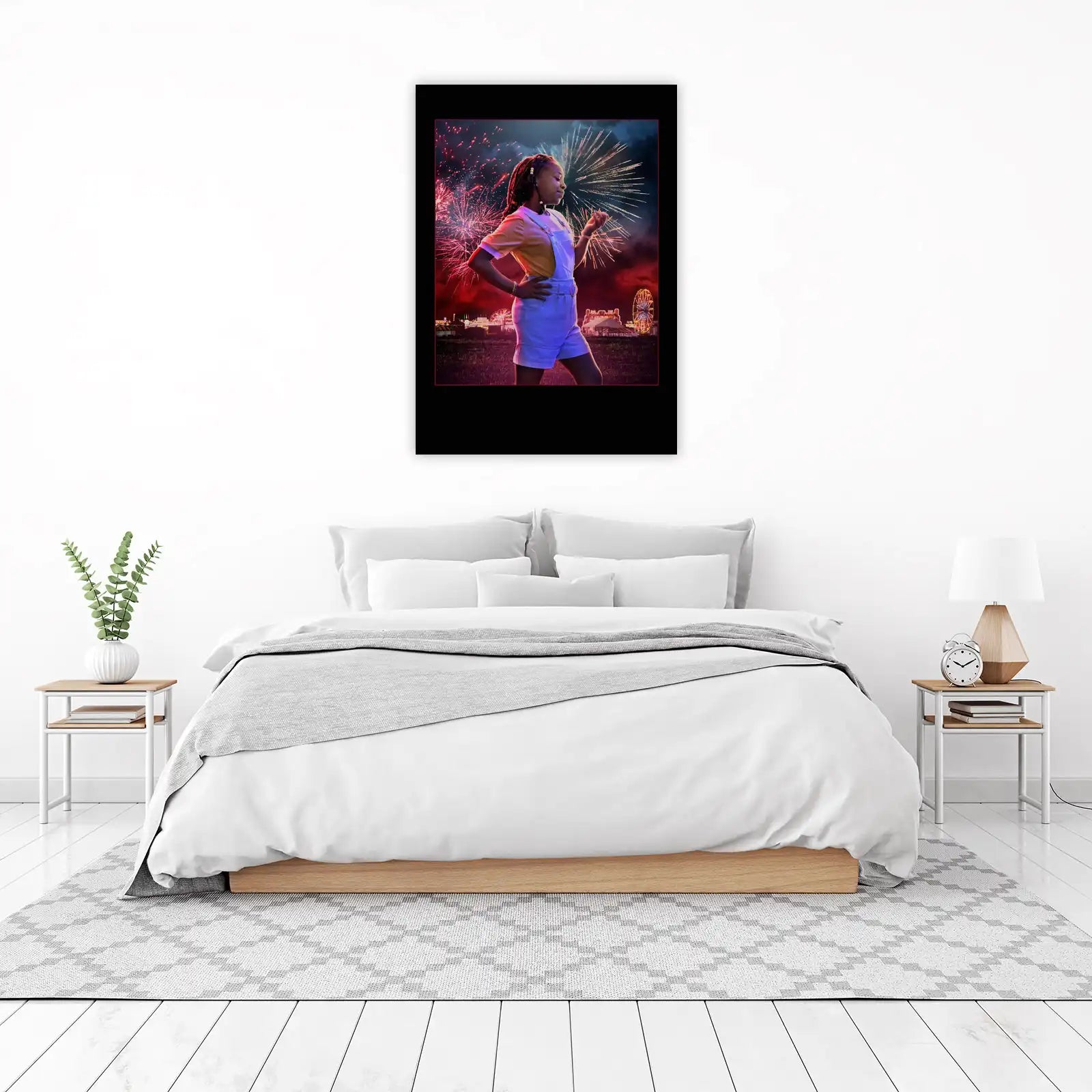 Summer Nights Girl Fireworks Wall Art
