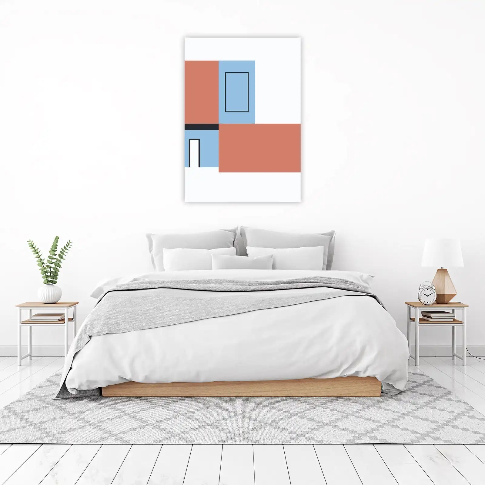 Abstract Geometric Blush & Blue Wall Art