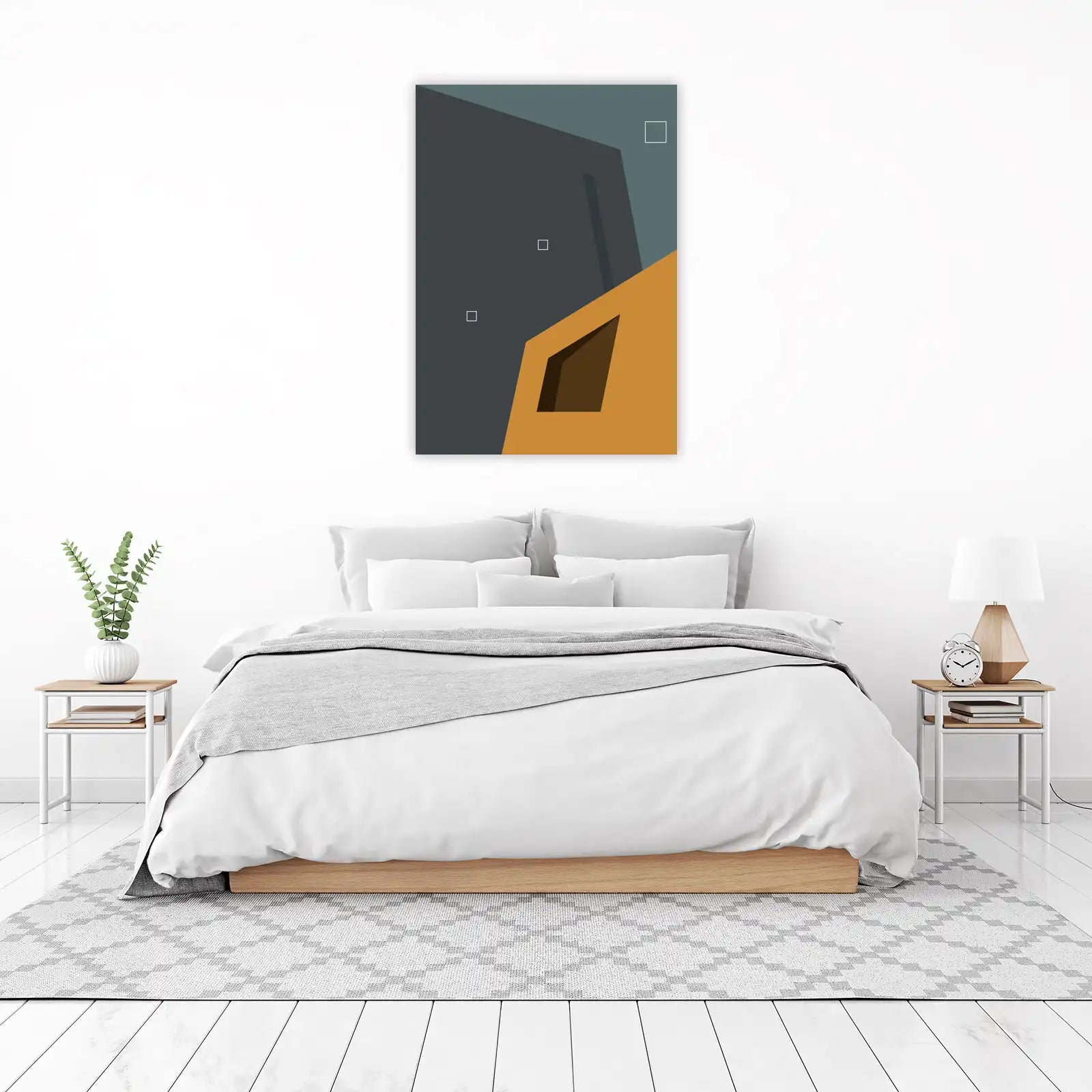 Geometric Ochre & Slate Modern Art Wall Art