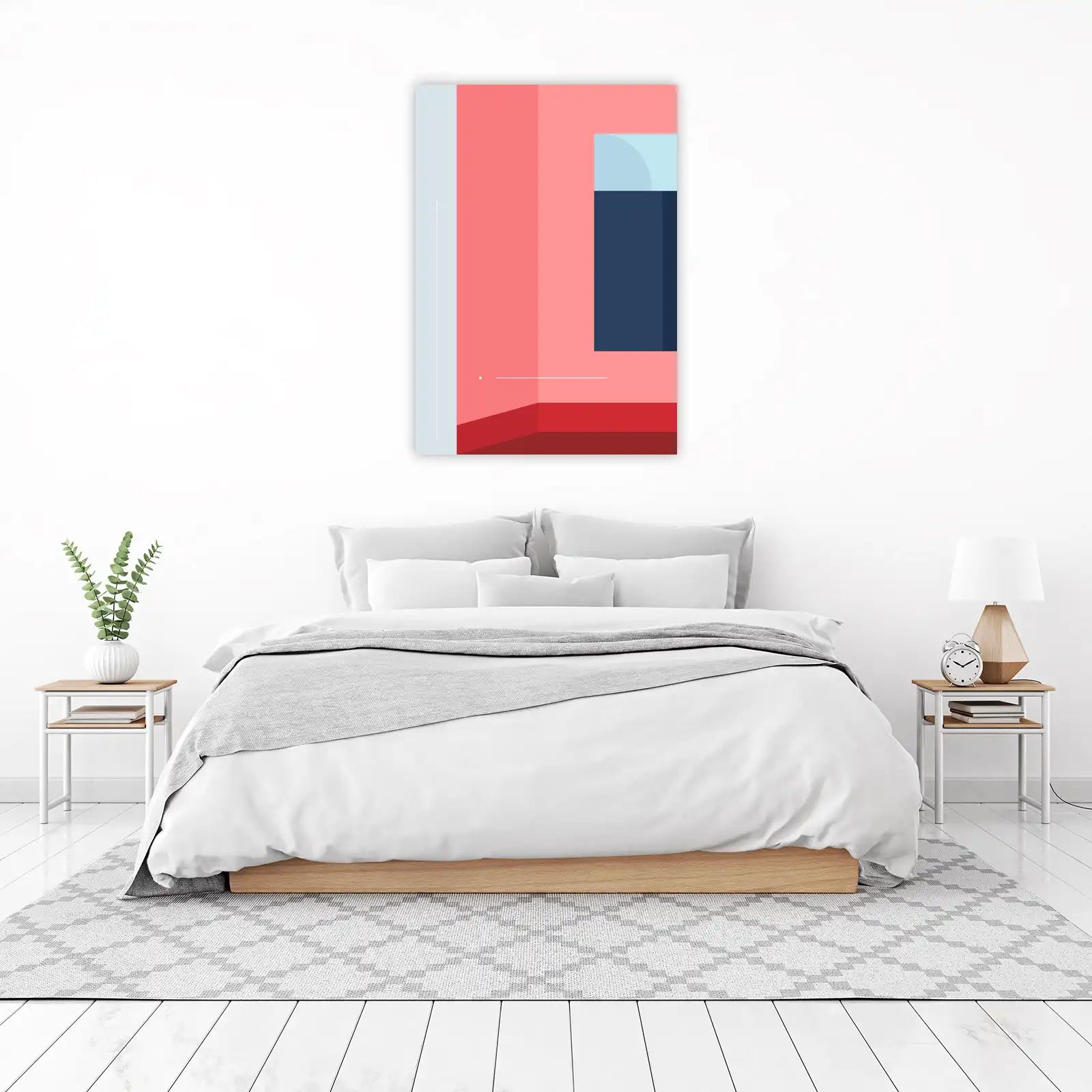 Modern Abstract Geometric Pink & Blue Wall Art