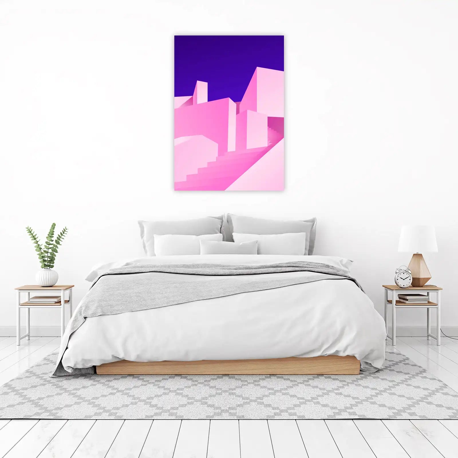 Modern Pink Geometric Architecture Wall Art