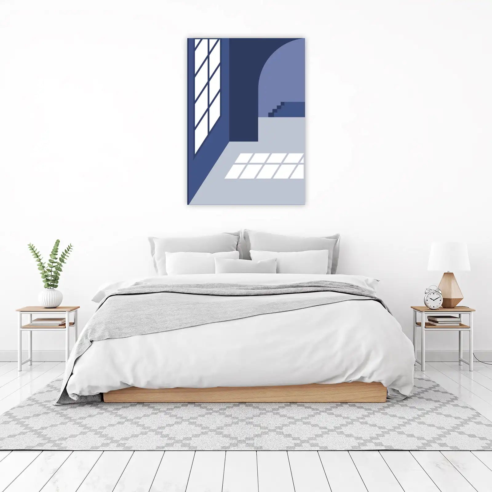 Modern Abstract Blue Architectural Wall Art