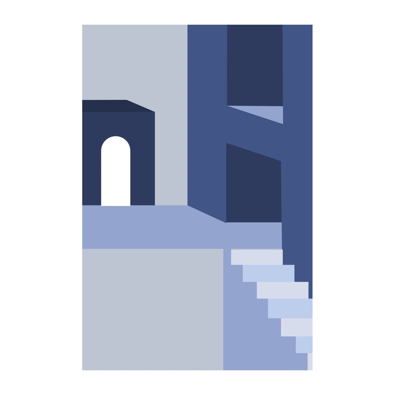 Modern Geometric Abstract Blue Wall Art