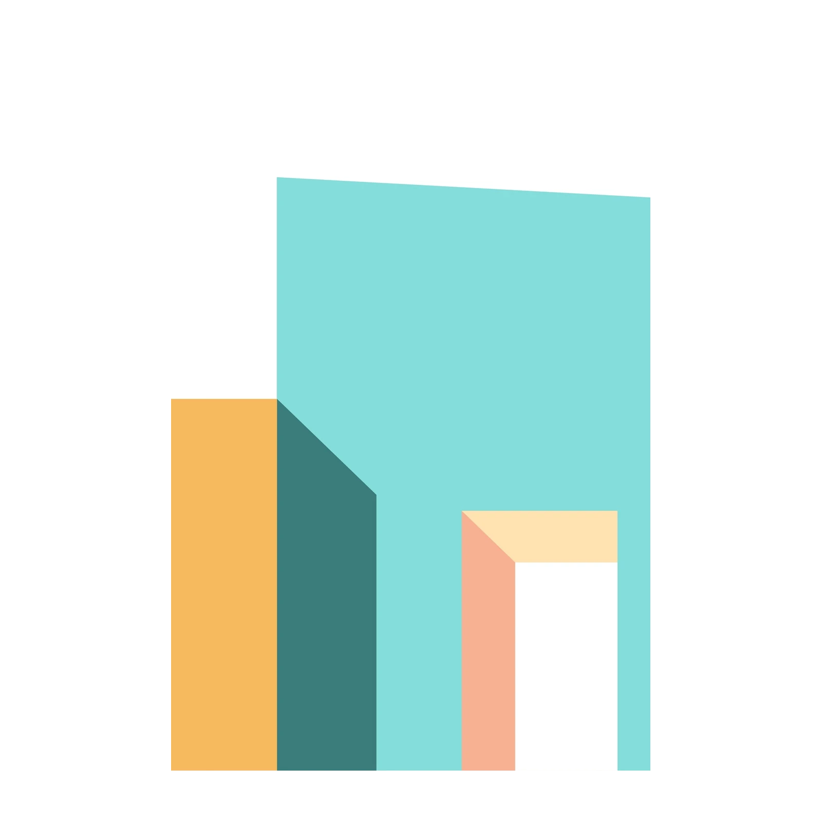 Abstract Geometric Teal & Peach Wall Art