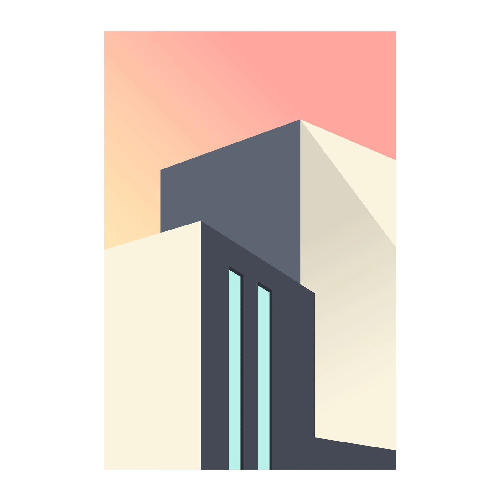 Geometric Architecture Sunset Wall Art