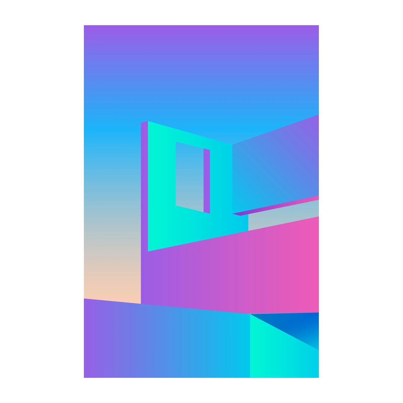 Abstract Geometric Sunset Gradient Wall Art