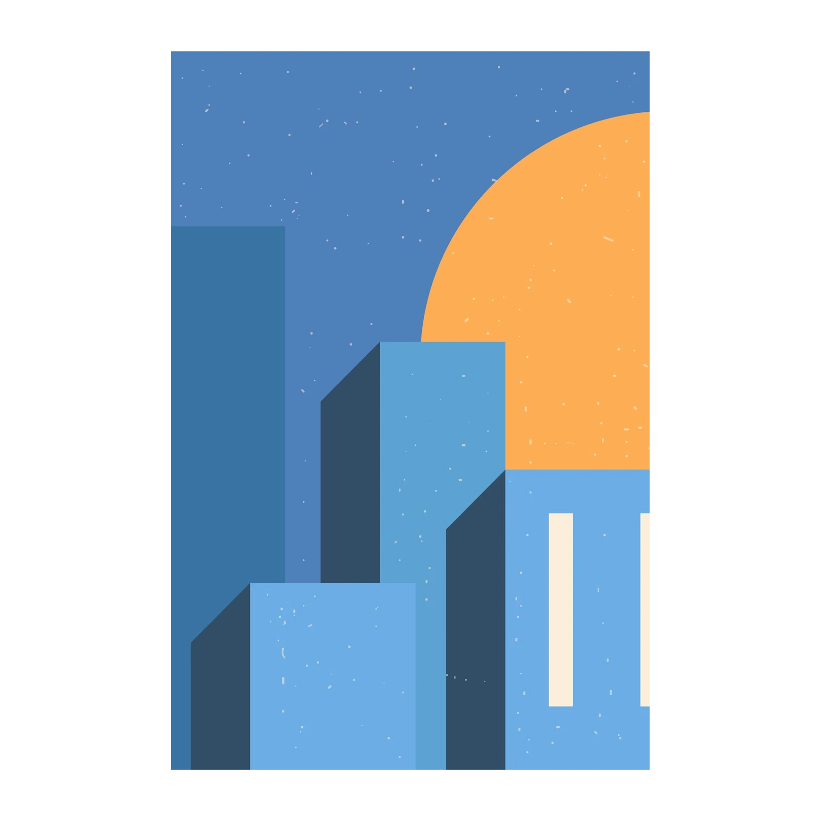 Geometric Cityscape Sunset Wall Art
