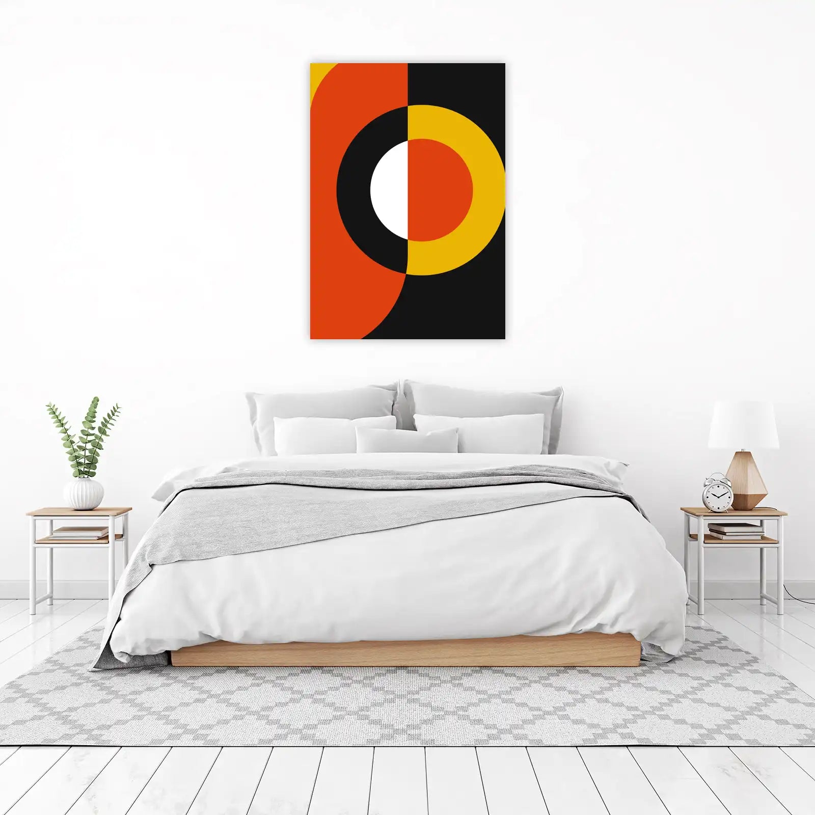 Bold Geometric Abstract Orange & Yellow Wall Art
