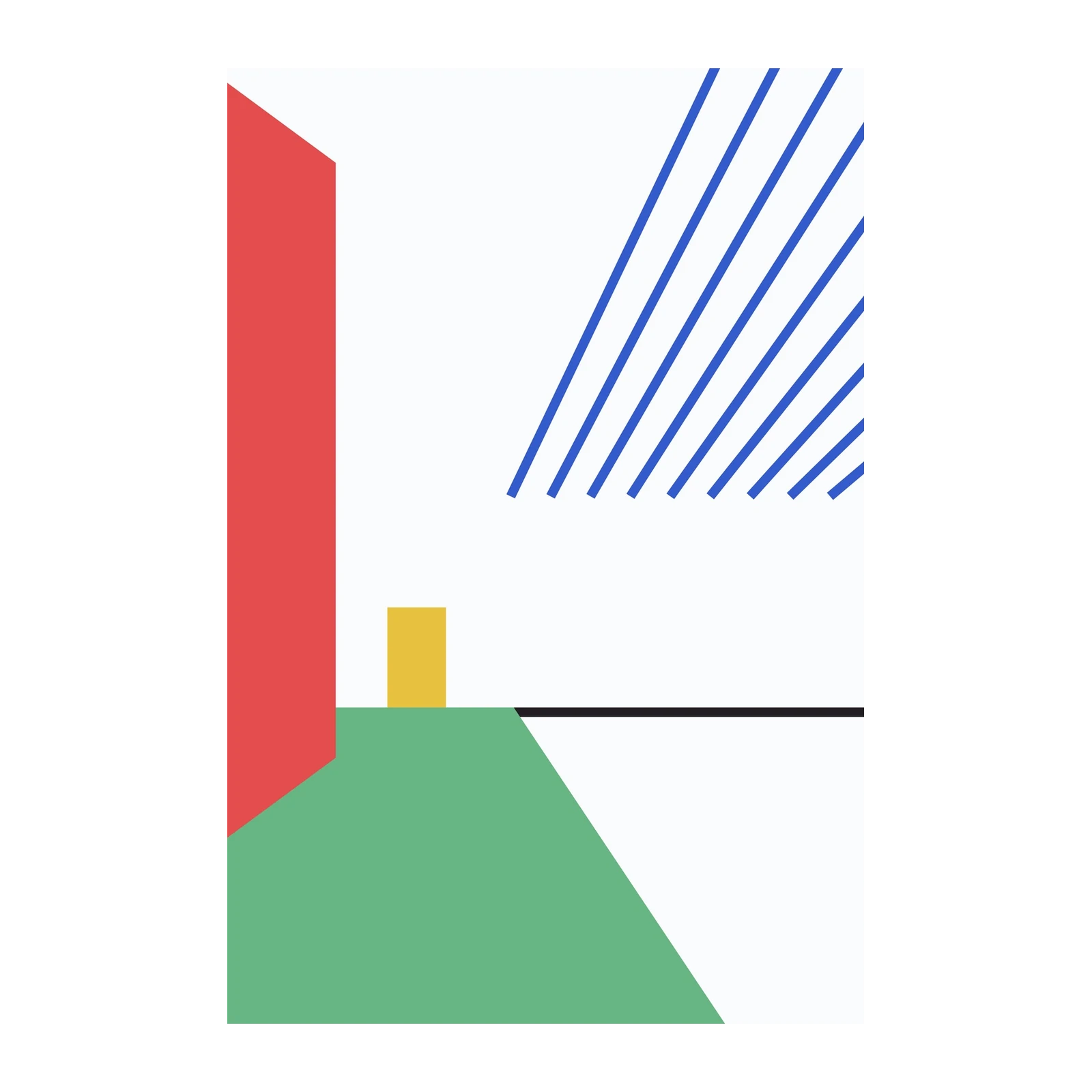 Modern Geometric Red Blue Green Yellow Wall Art