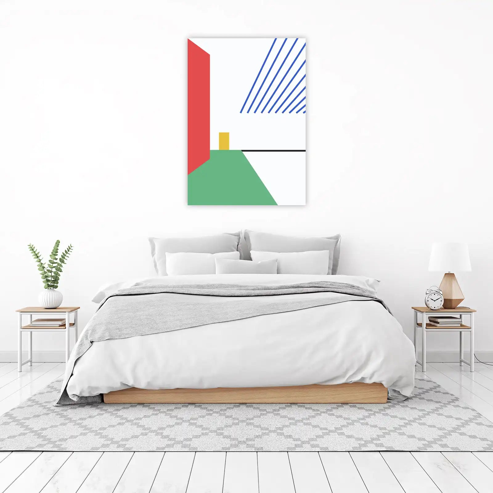 Modern Geometric Red Blue Green Yellow Wall Art